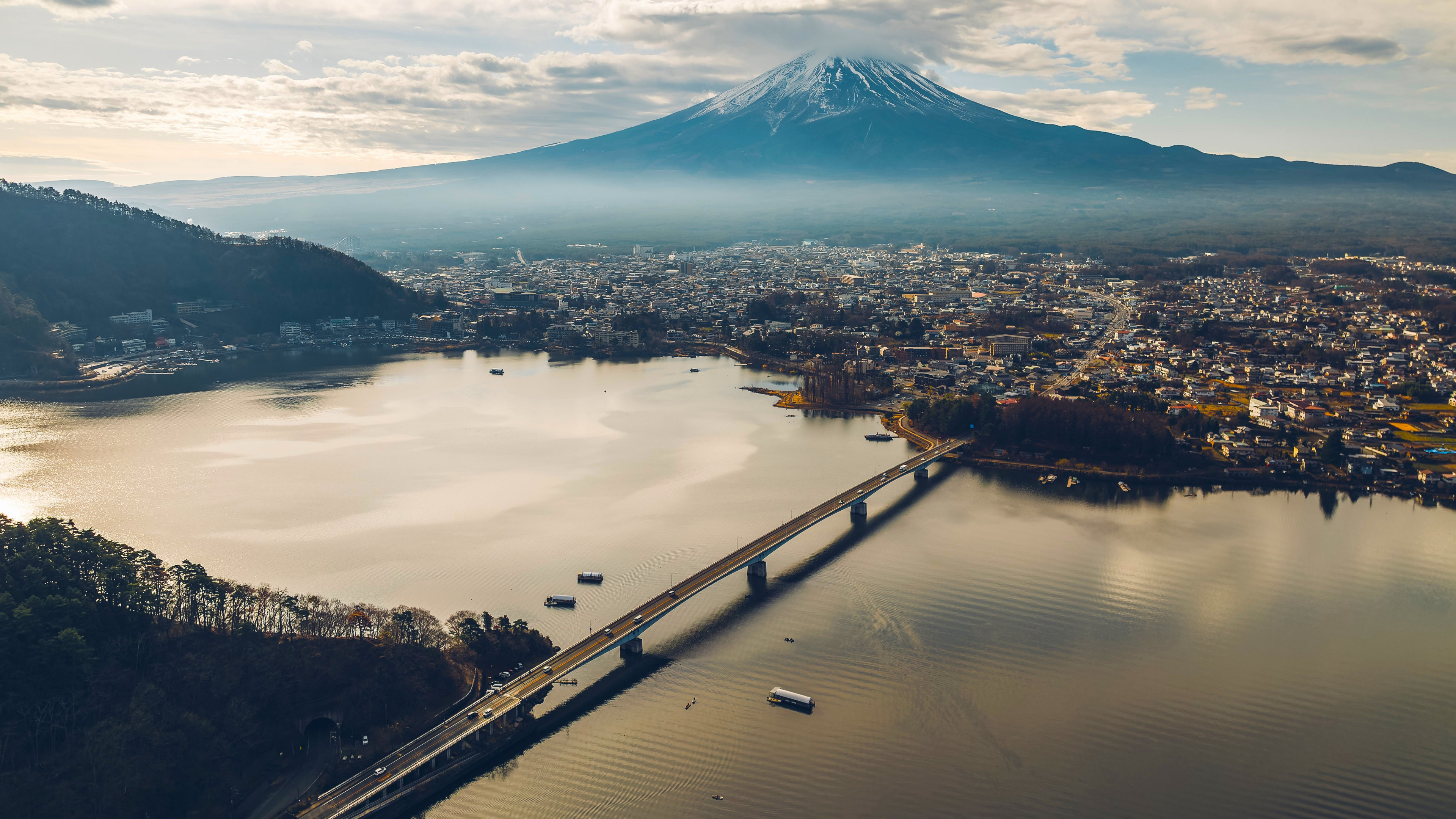 风景大片,火山,桥梁,城市