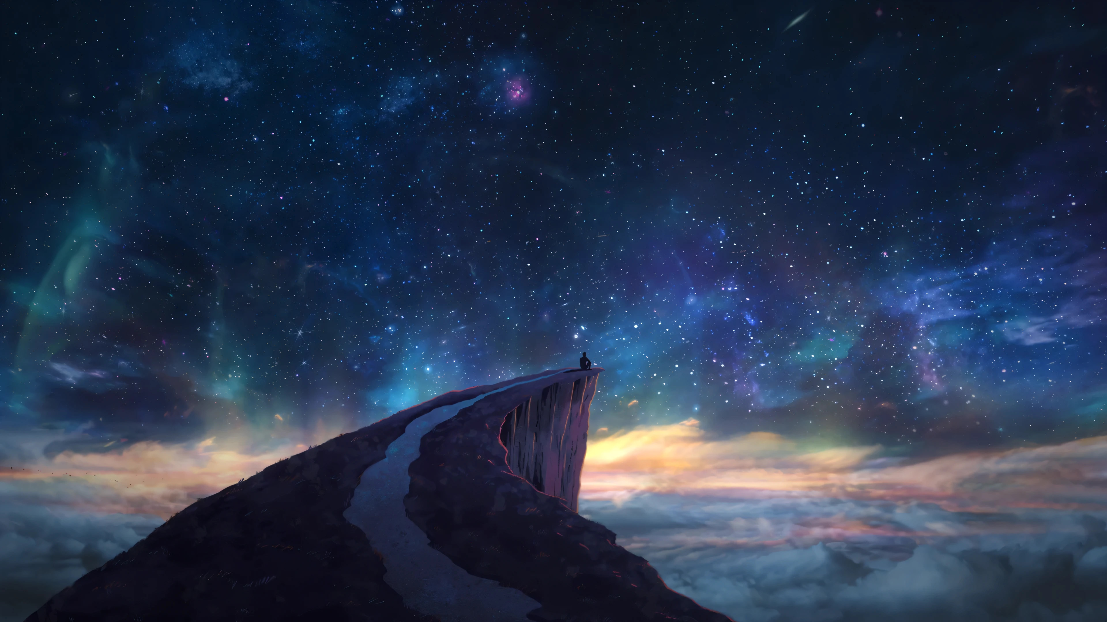 风景大片,奇幻梦境,山峰,极光,星空