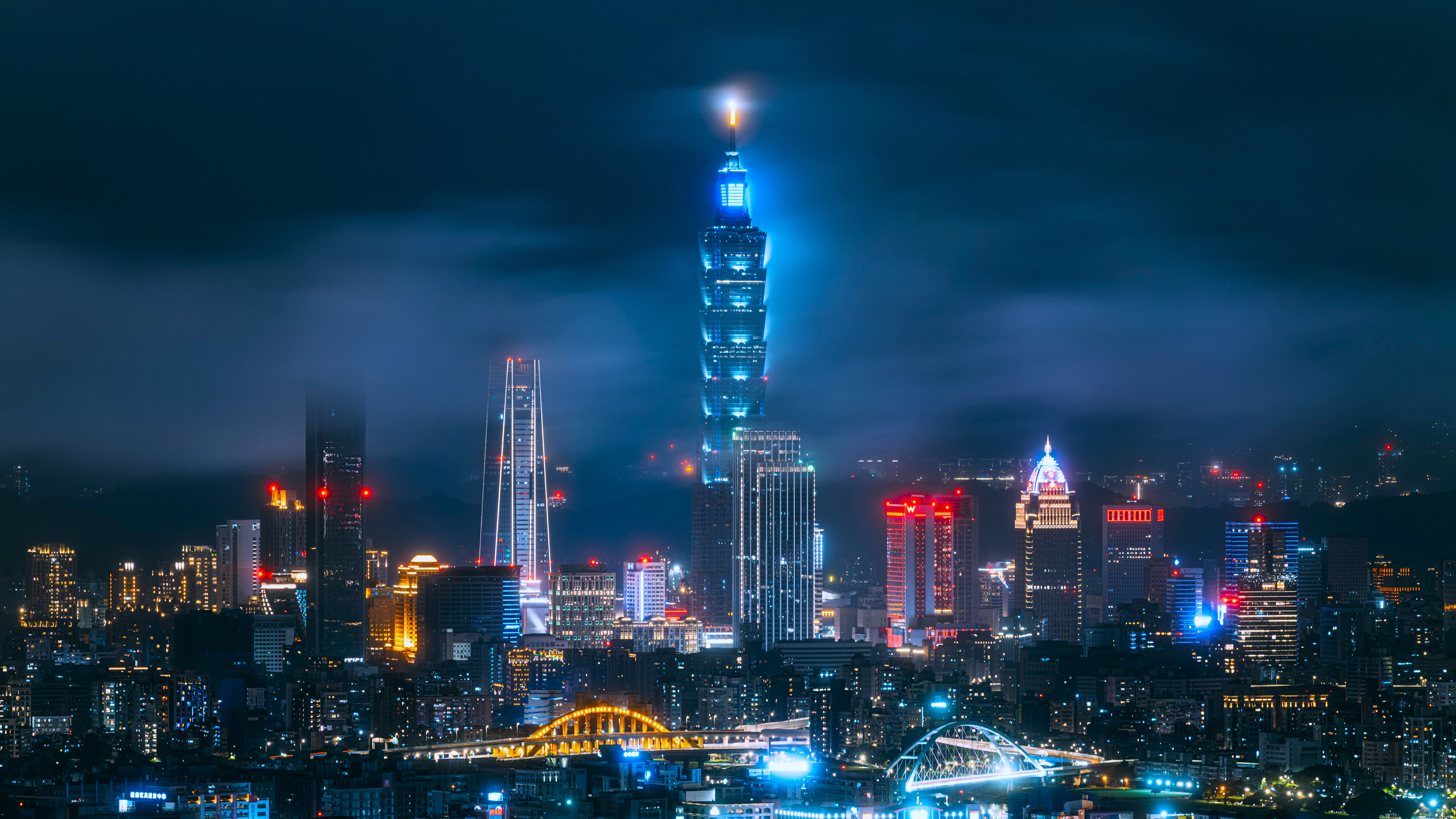 风景大片,城市夜景,中国台北,101大楼,