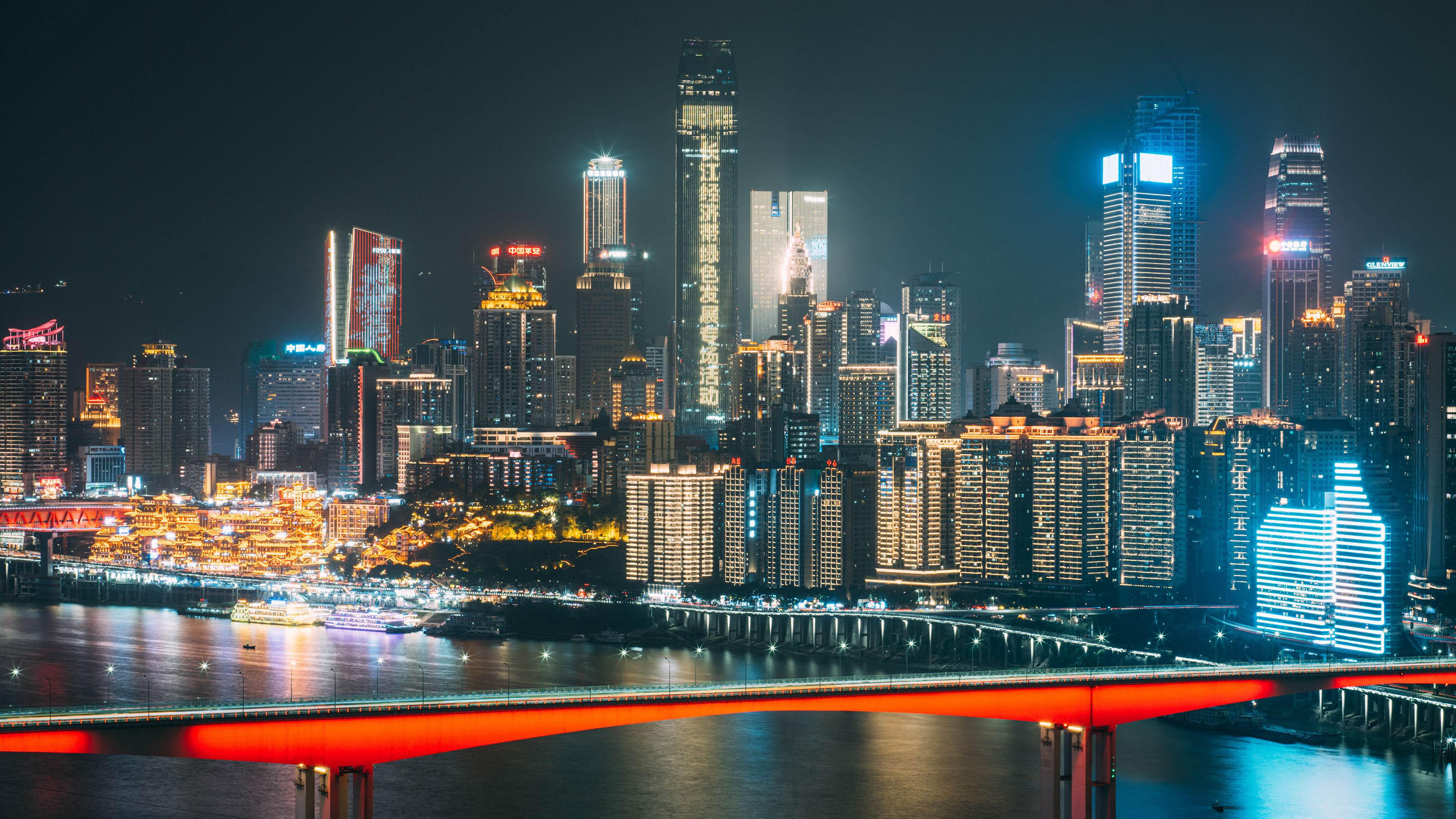 风景大片,城市夜景,重庆,嘉陵江,都市,洪崖洞