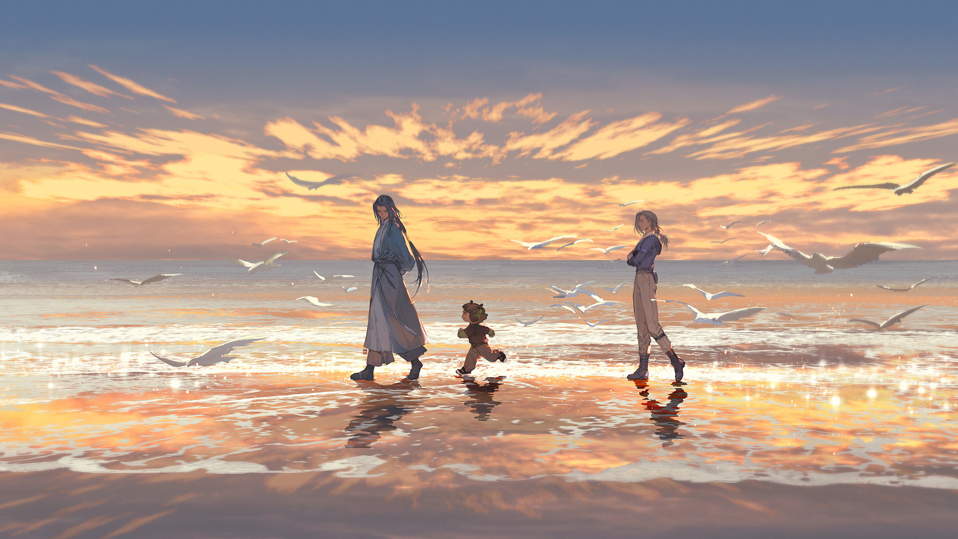 萌宠动物,海滩,海鸥,海浪