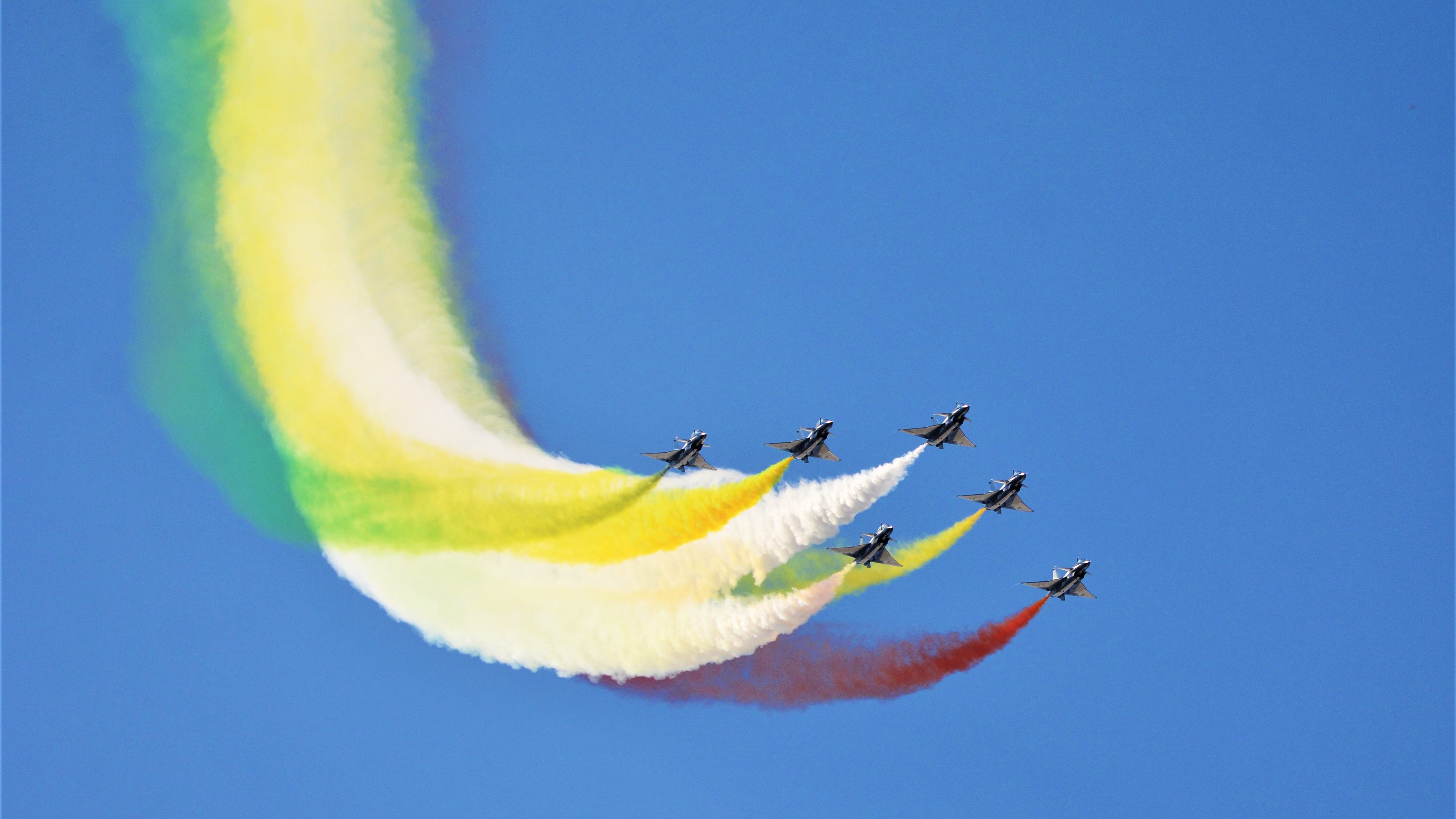 飞行,彩虹,飞机,航展