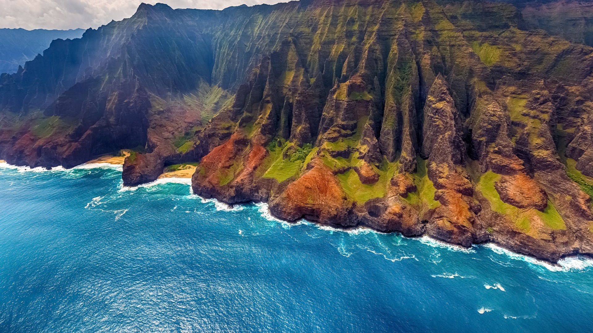 海洋天堂,夏威夷,海岸,山脉,海浪,航拍