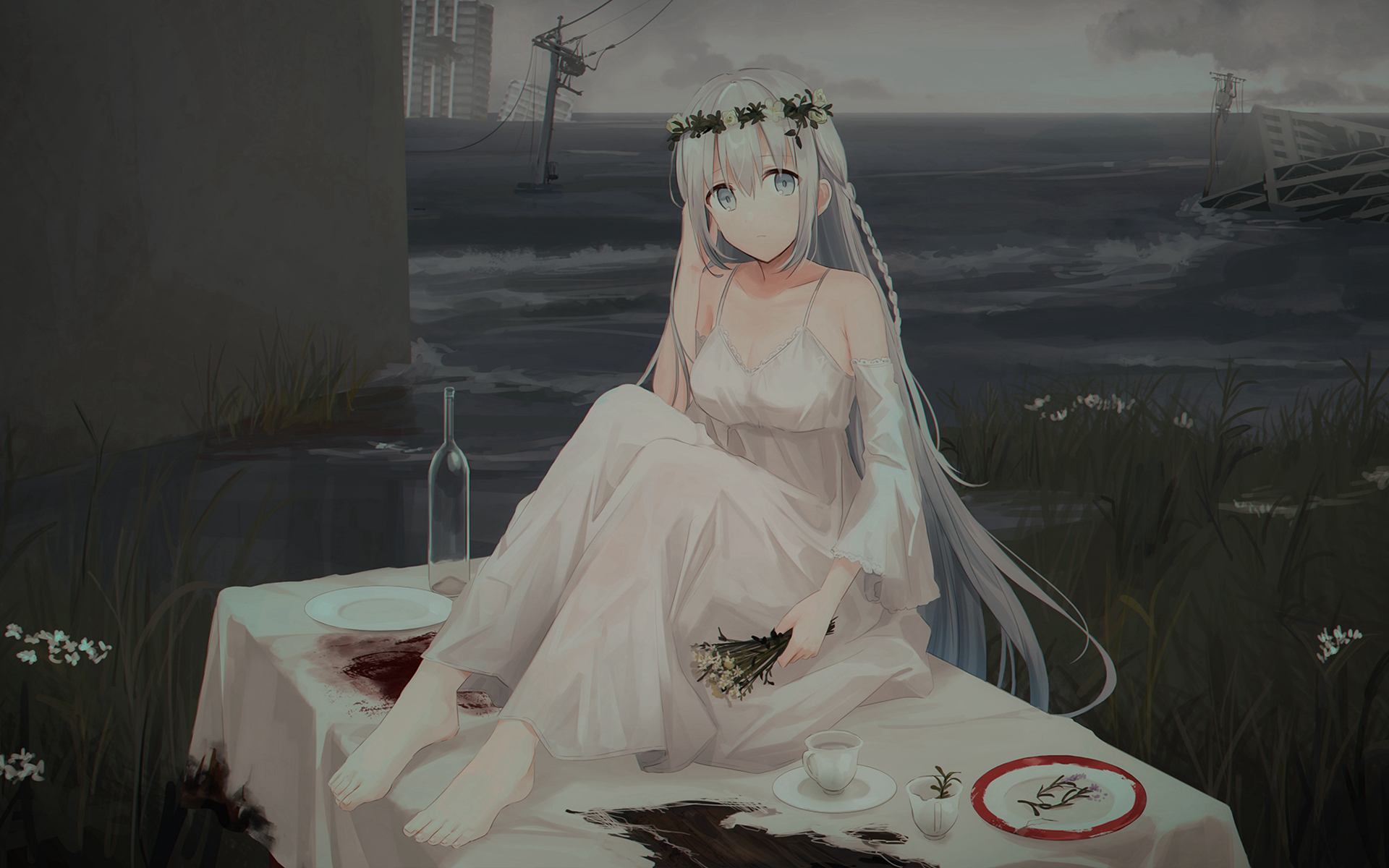 二次元仙气白裙美女