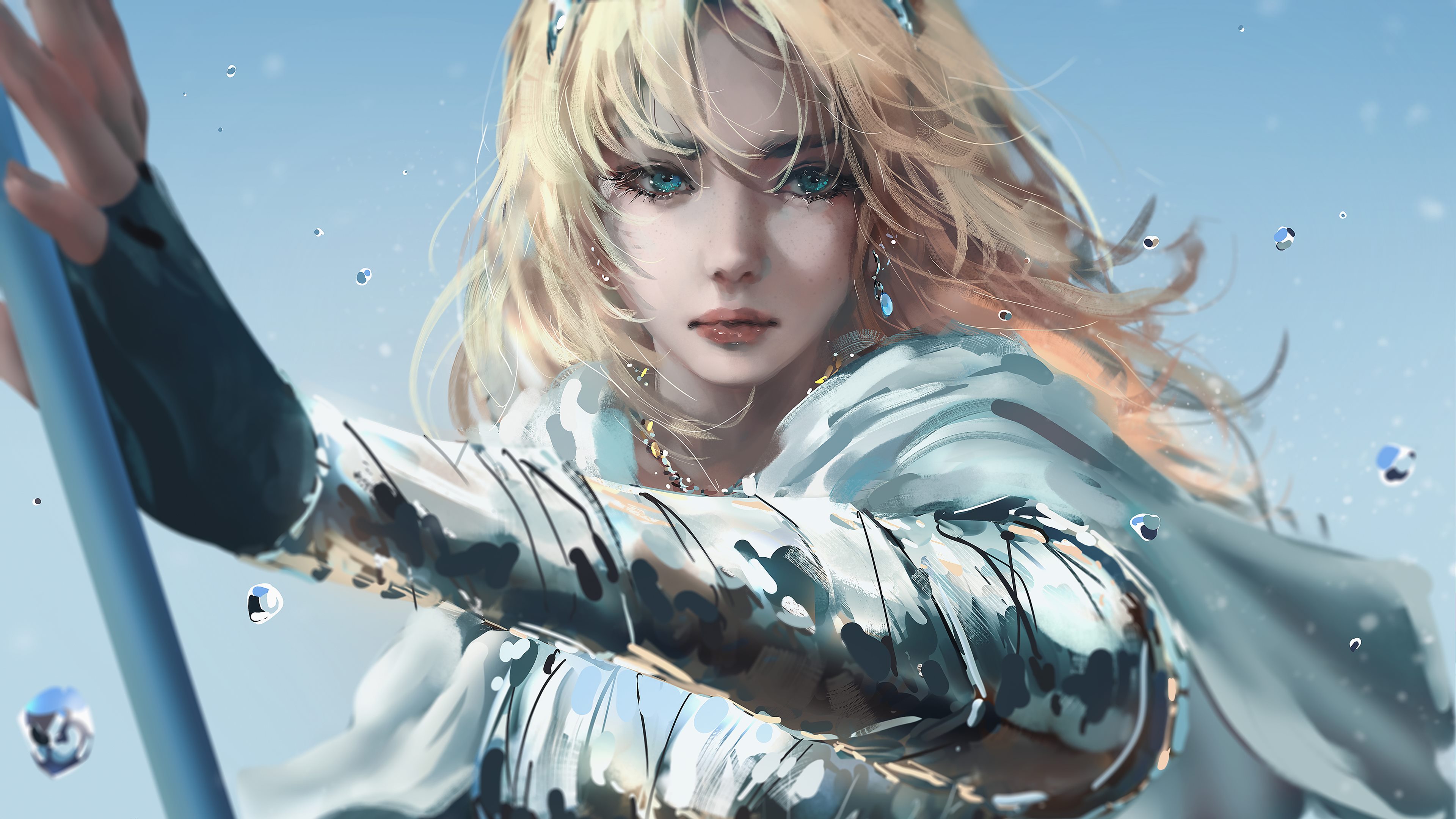 女骑士,油画,金发,披风