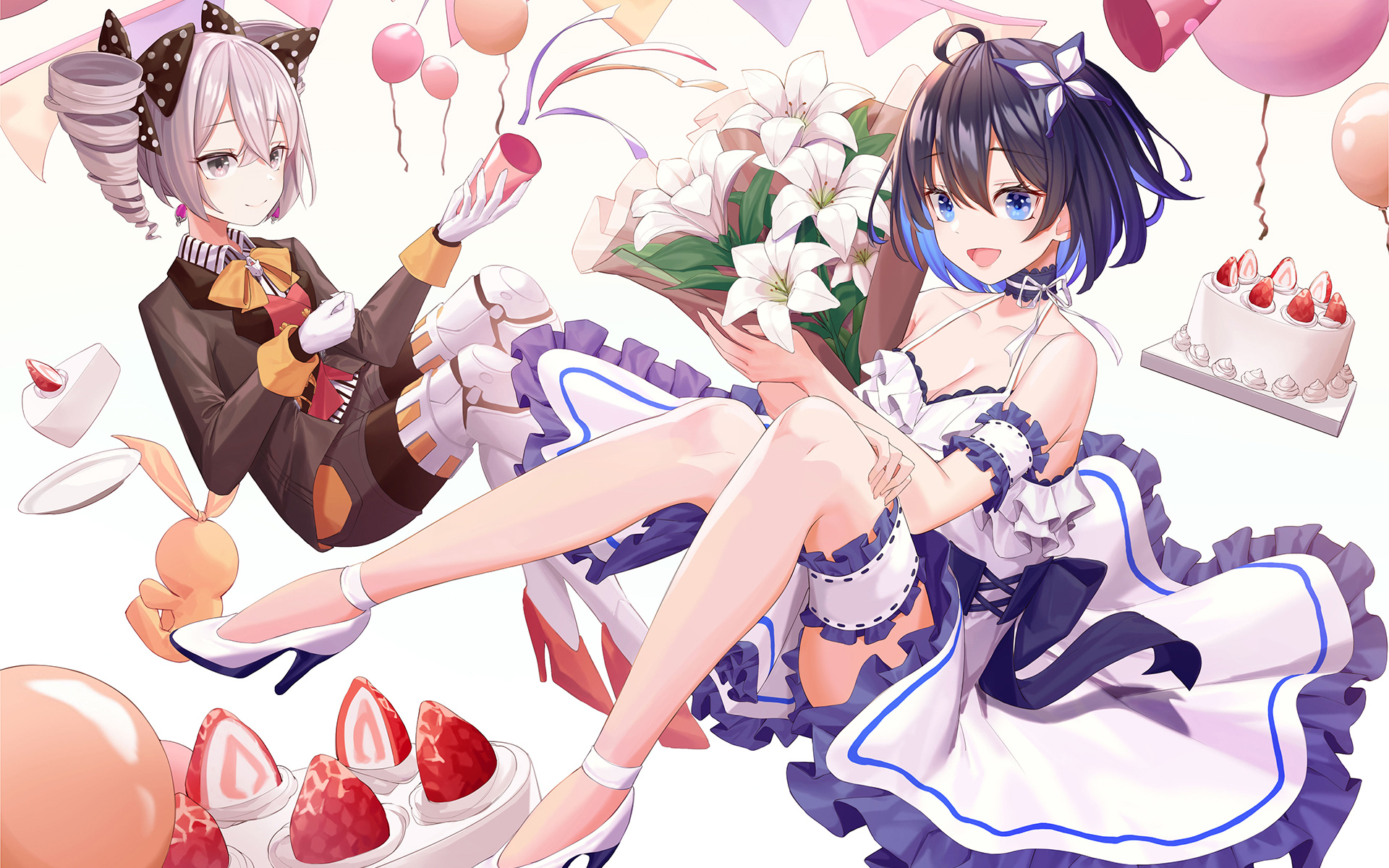 蝴蝶,环绕的,,动漫,美女