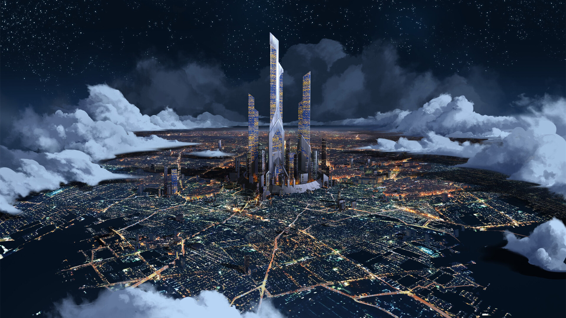 地球,宇宙,星空,灯光,城市,中心