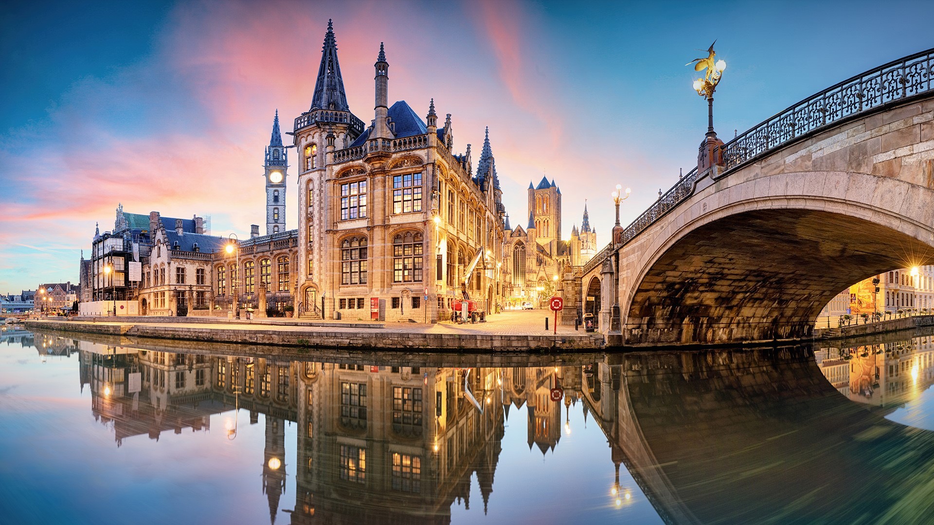 城市夜景,,国外,唯美,风景,,建筑,,小桥