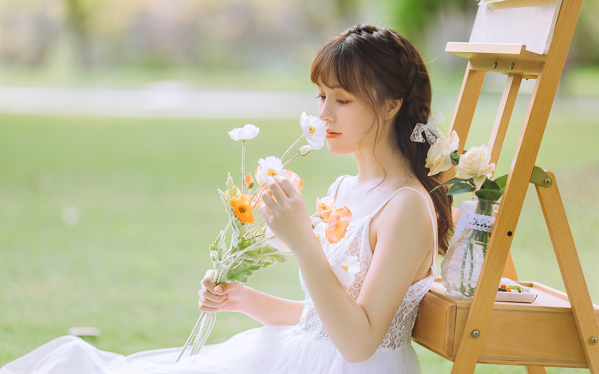 清纯,文艺,,美少女,,户外,,草地,,写真