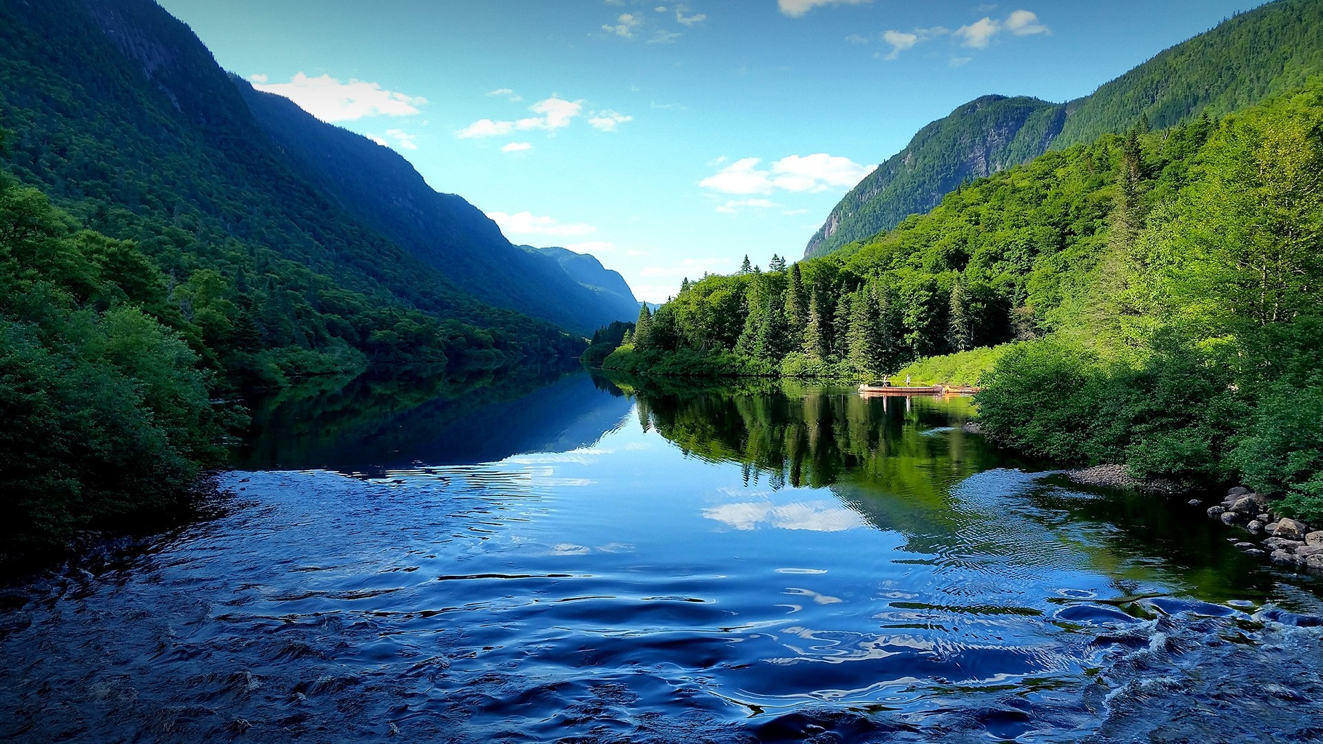 炎炎夏日,,幽静,深远,群山,,湖泊