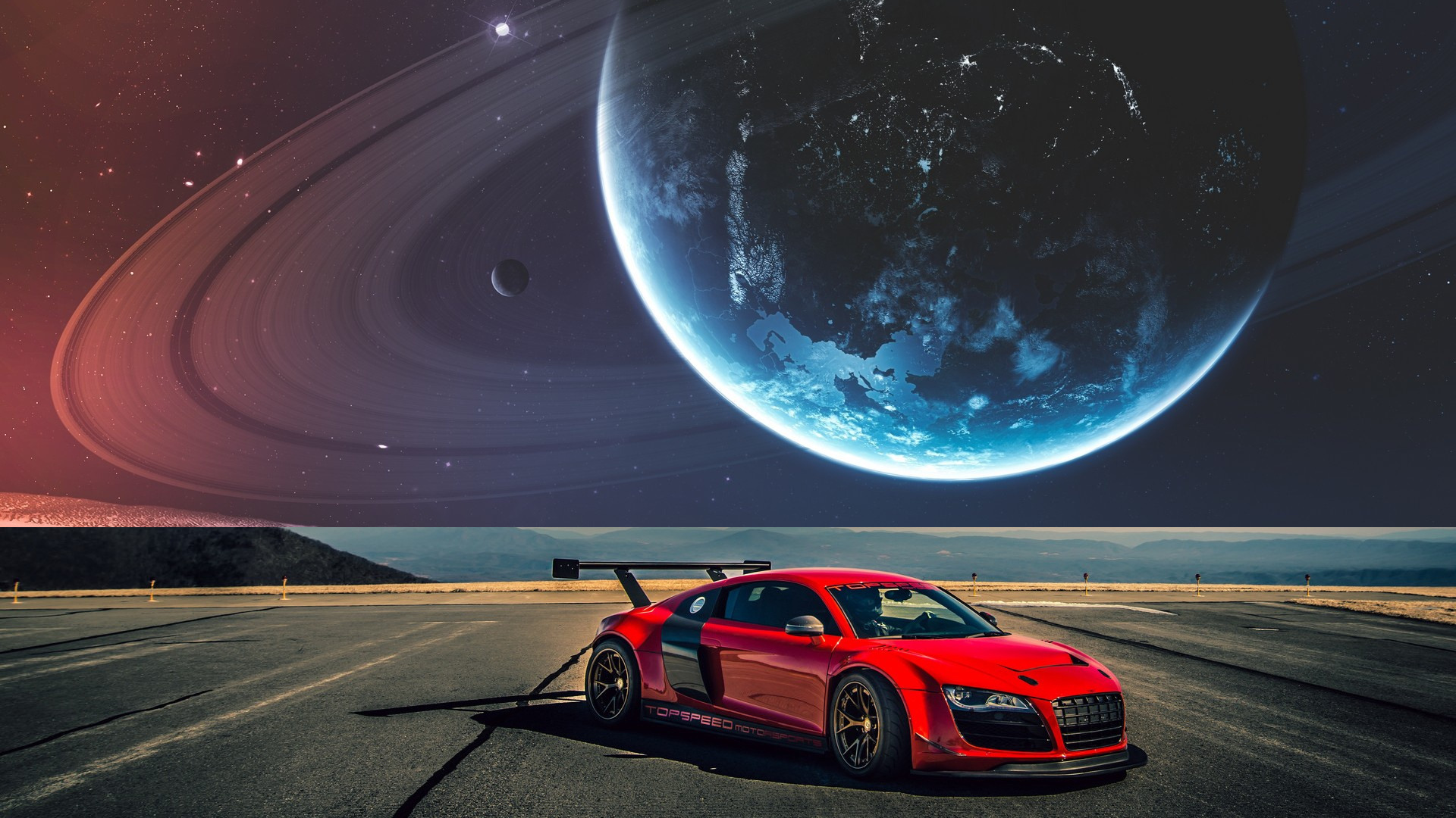 跑车,地球,红色,尾翼,太空,宇宙