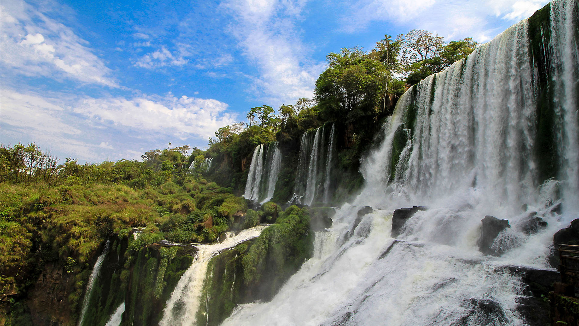 自然风光,瀑布,蓝天,壮观,丛林