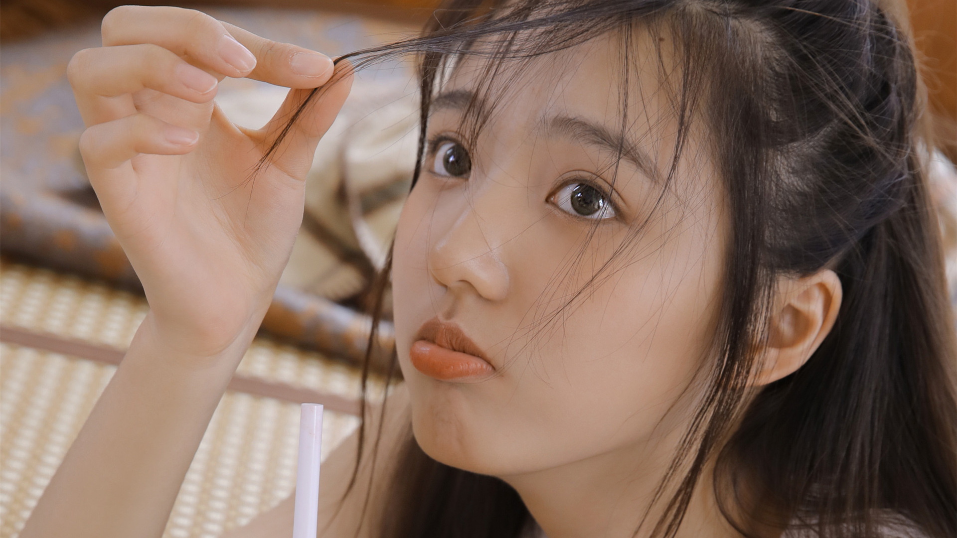 清纯,头发,大眼睛,可爱,吹头发,女孩