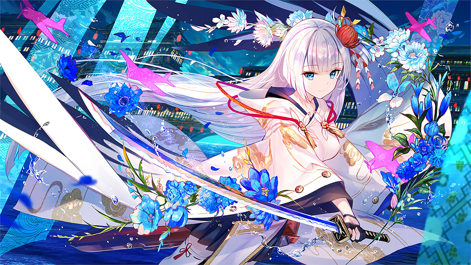 碧蓝航线,鲜花,刀,长发,公主