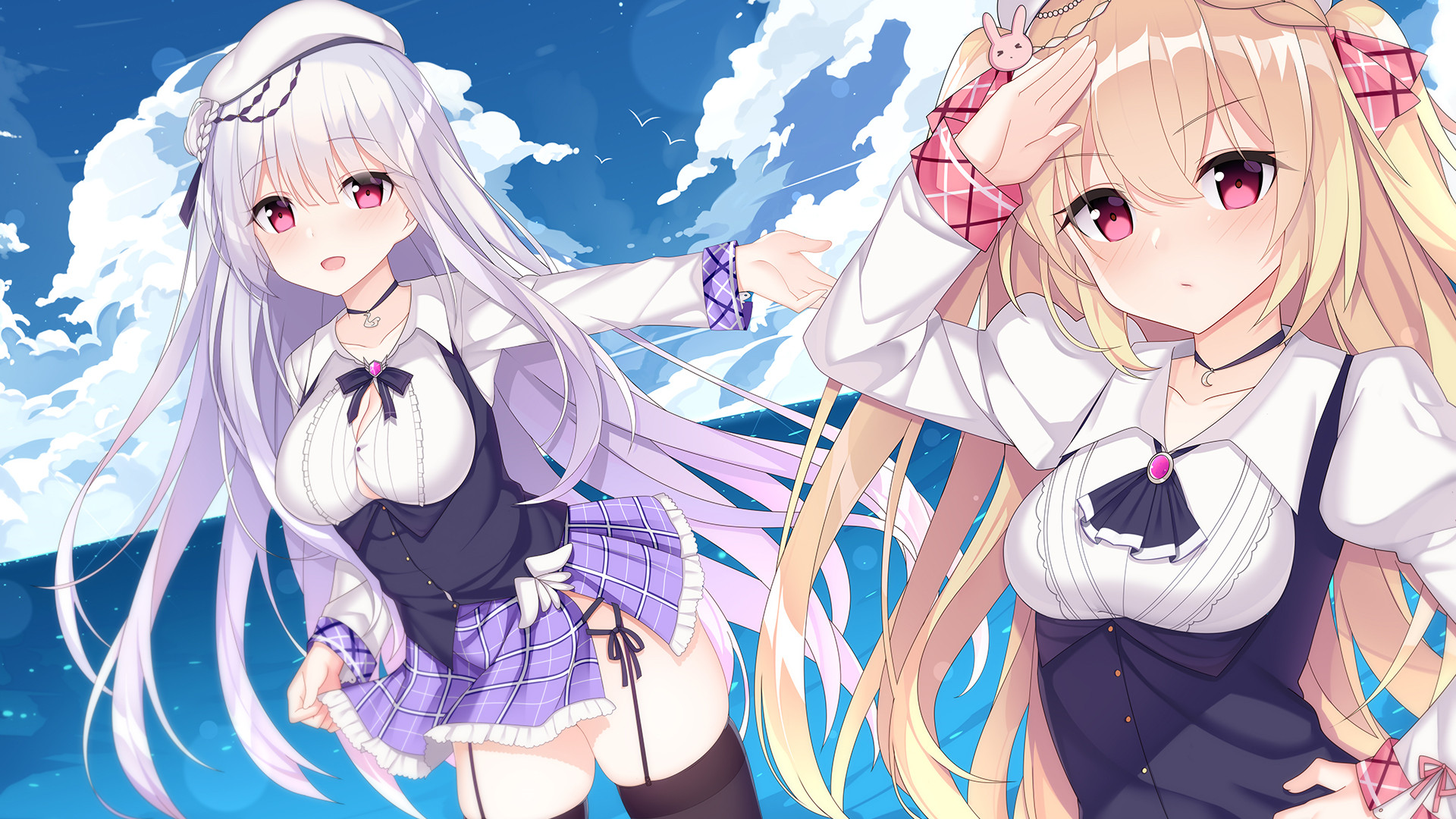 碧蓝航线,云朵,大海,姐妹,Q版,可爱