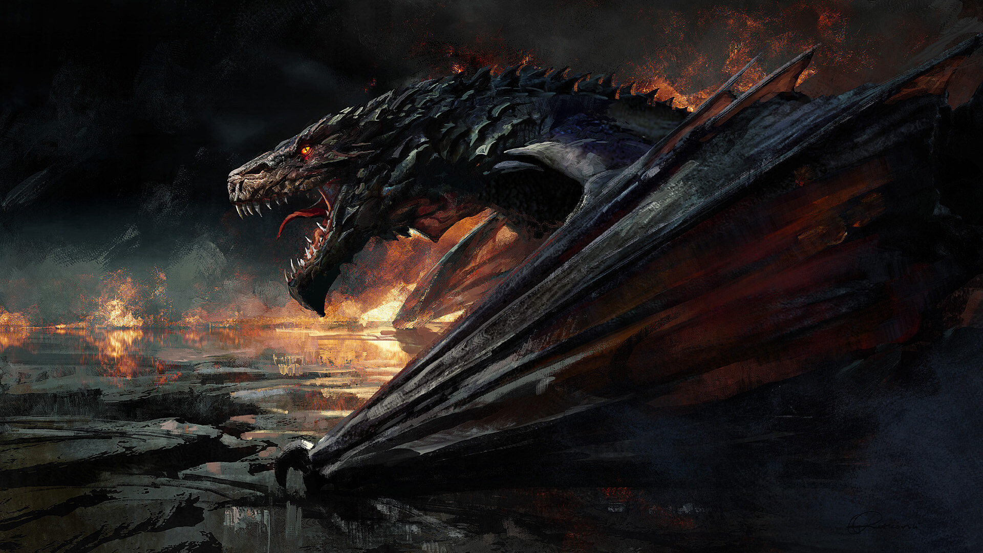 火龙,龙息,飞翔,野兽,飞龙,火海