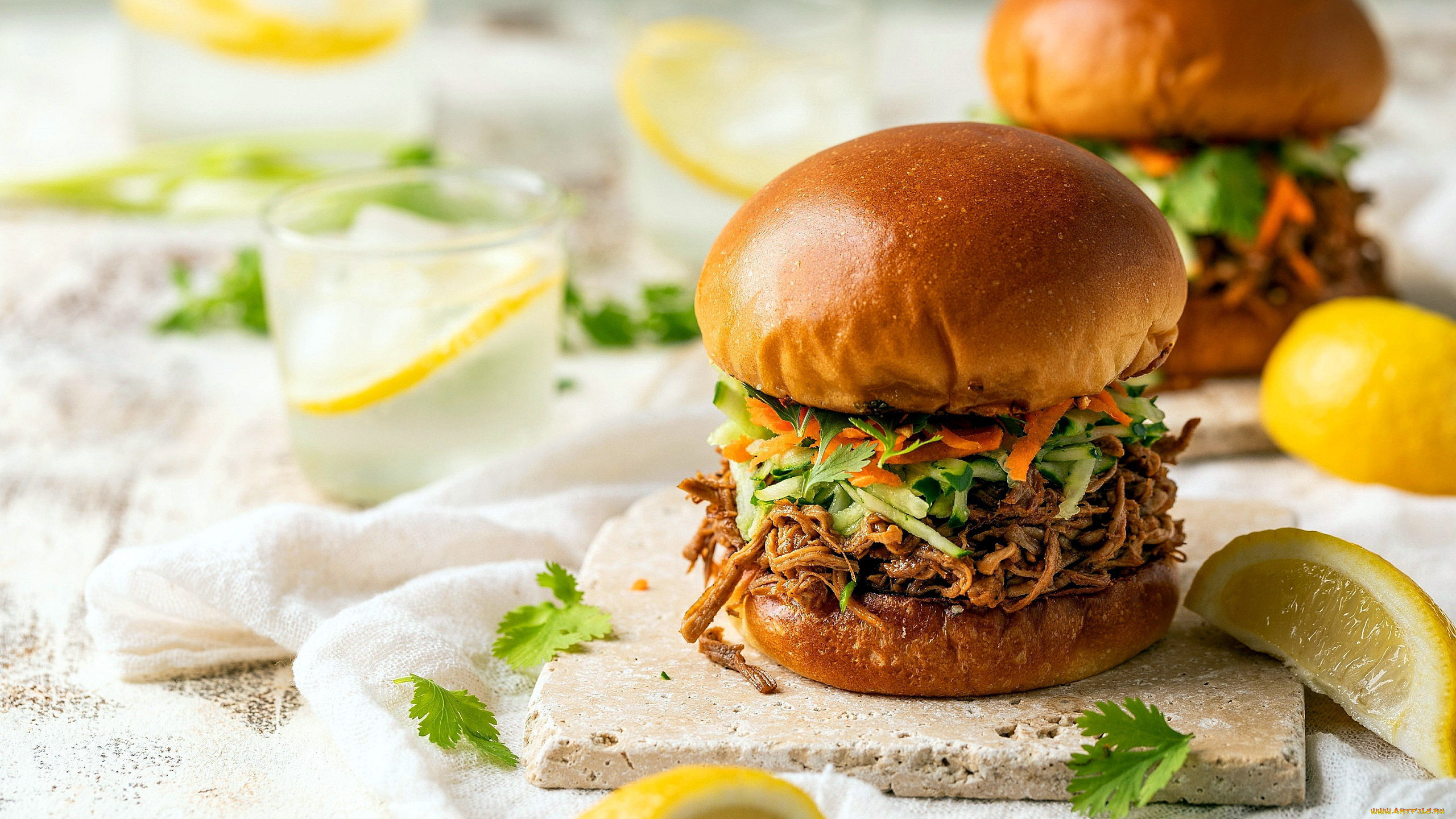 舒缓压力,汉堡,柠檬,黄瓜,点心