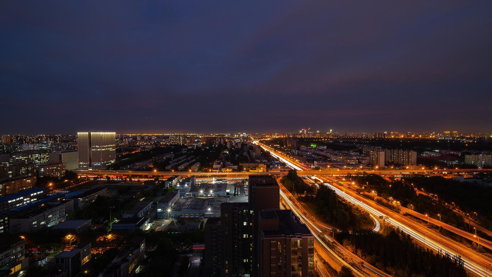 城市夜景,流光,立交桥,北京