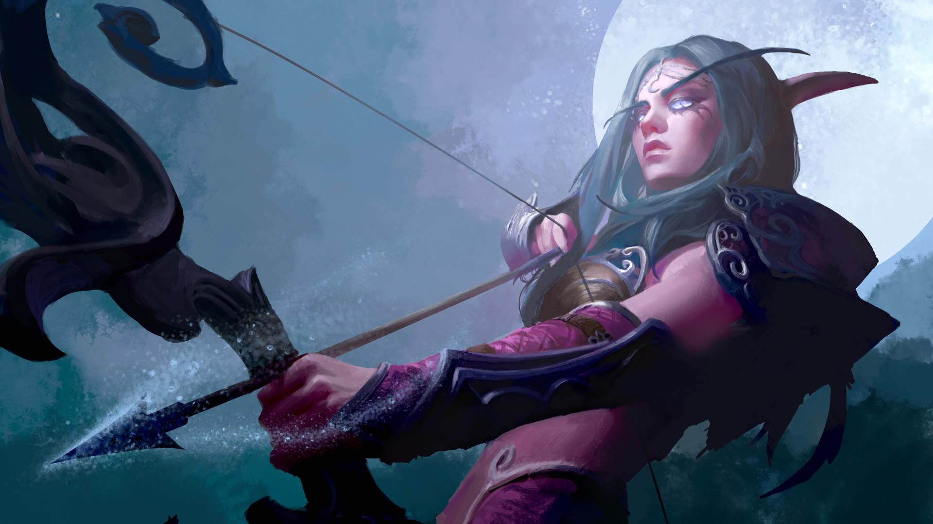 魔兽世界,暗夜,精灵,弓箭,月亮,射手