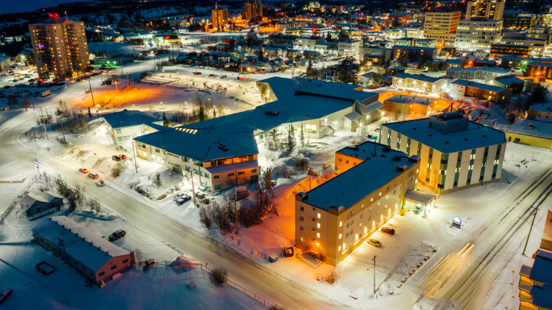 城市夜景,雪后,灯光,璀璨