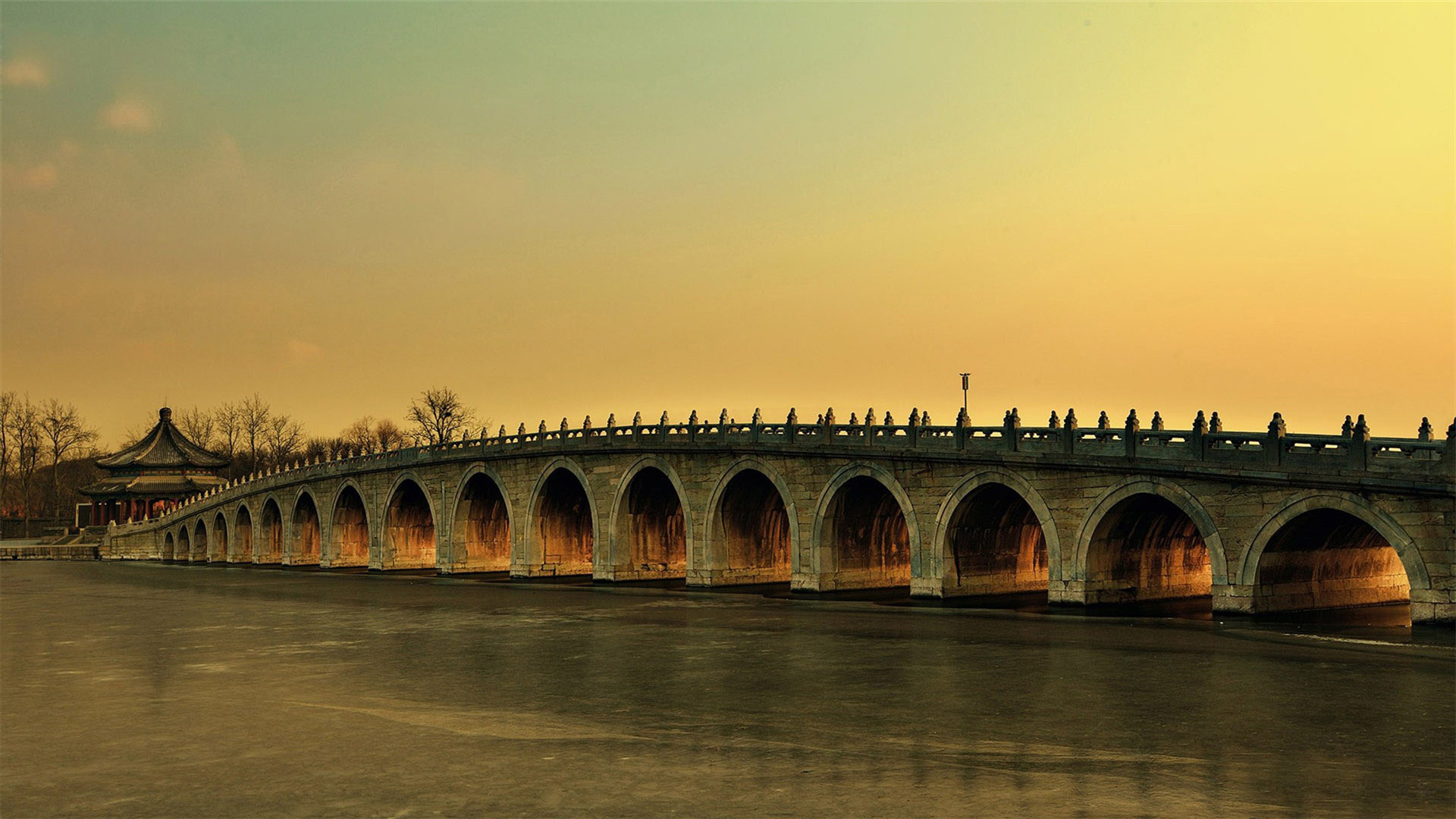 城市夜景,卢沟桥,狮子,拱桥,古迹