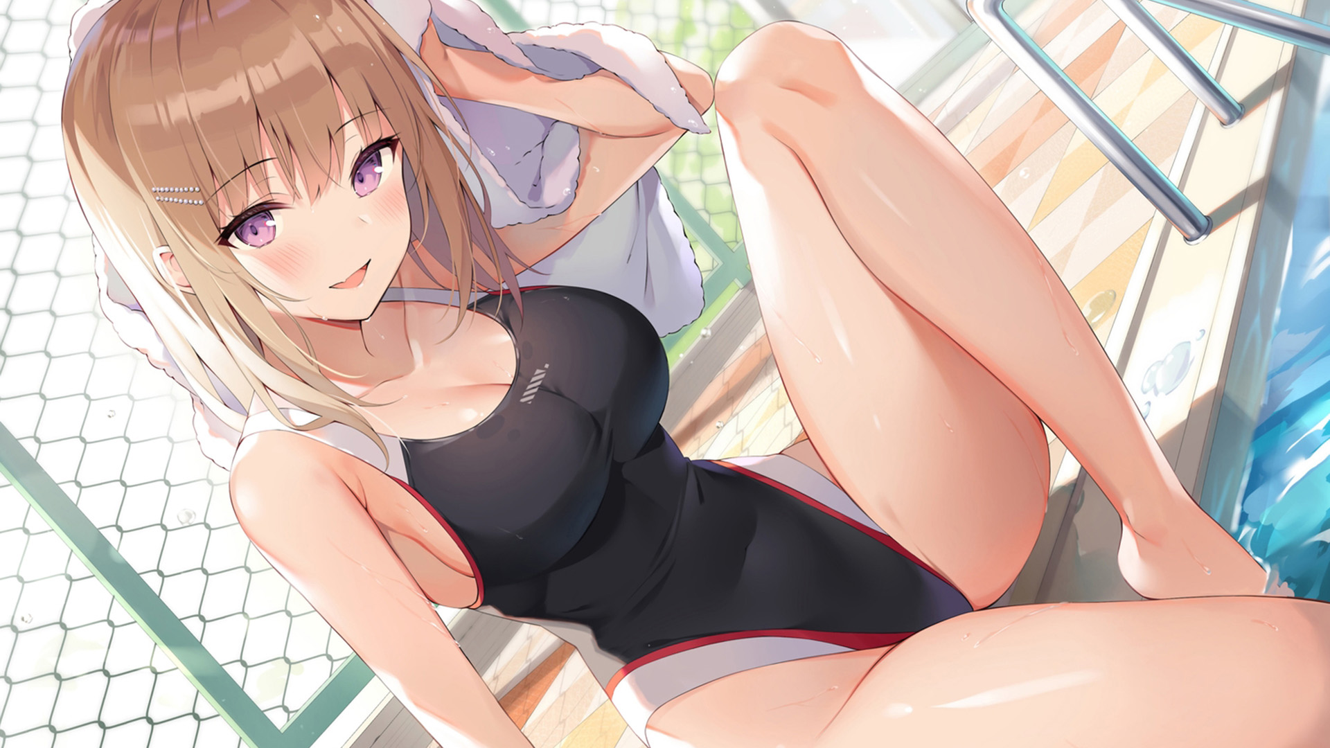 二次元,泳装,泳池,比基尼