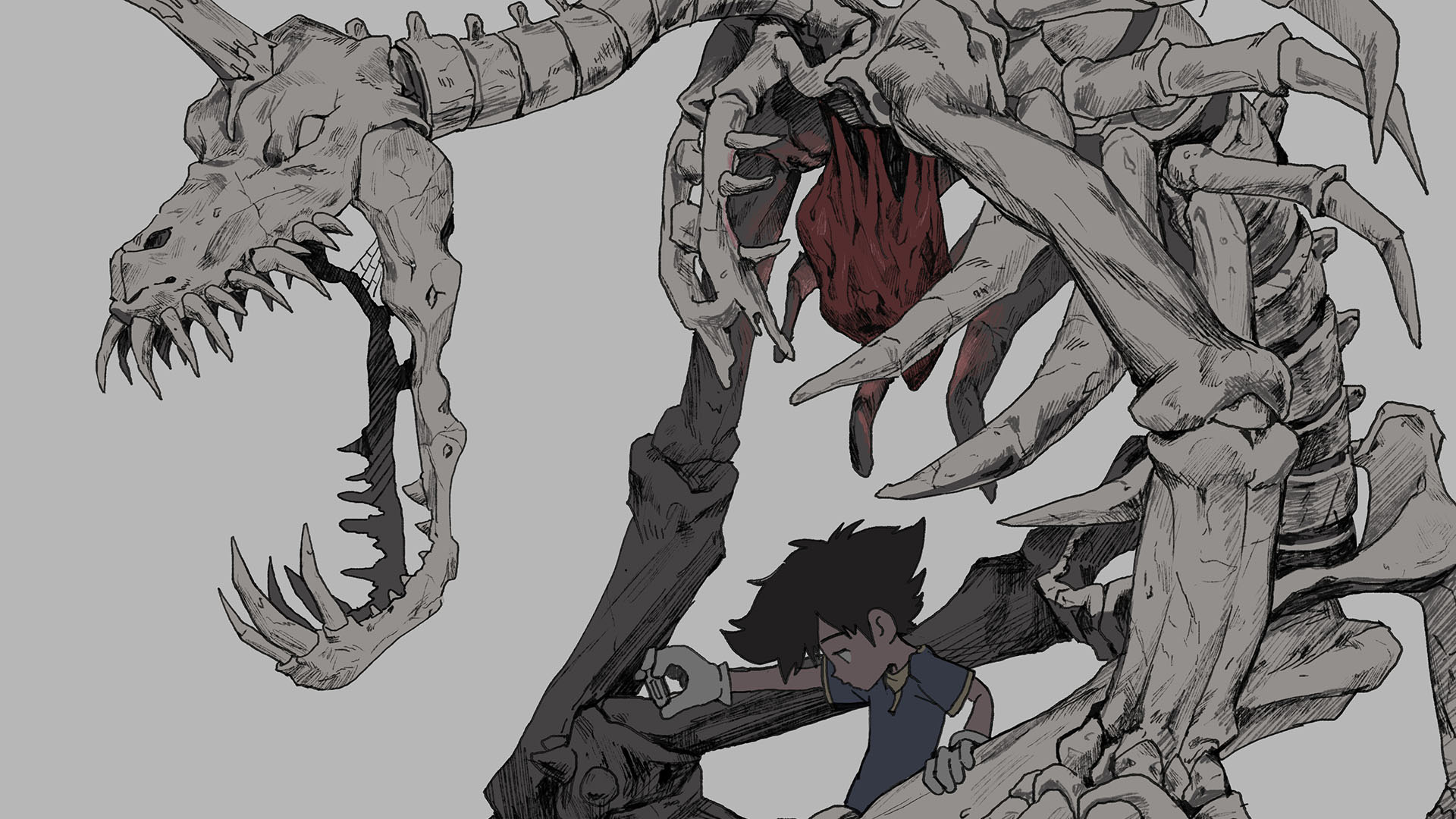 数码宝贝,化石,骨架,怪兽