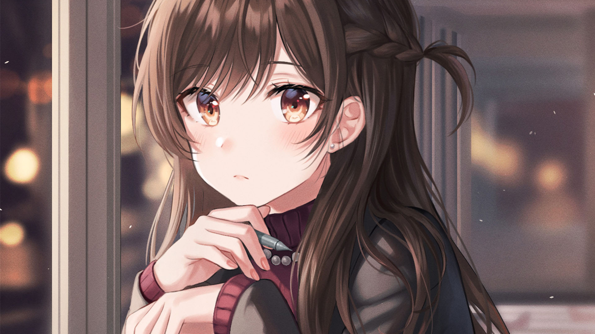 卡通人物,二次元,枫叶,学妹,制服,萌妹子