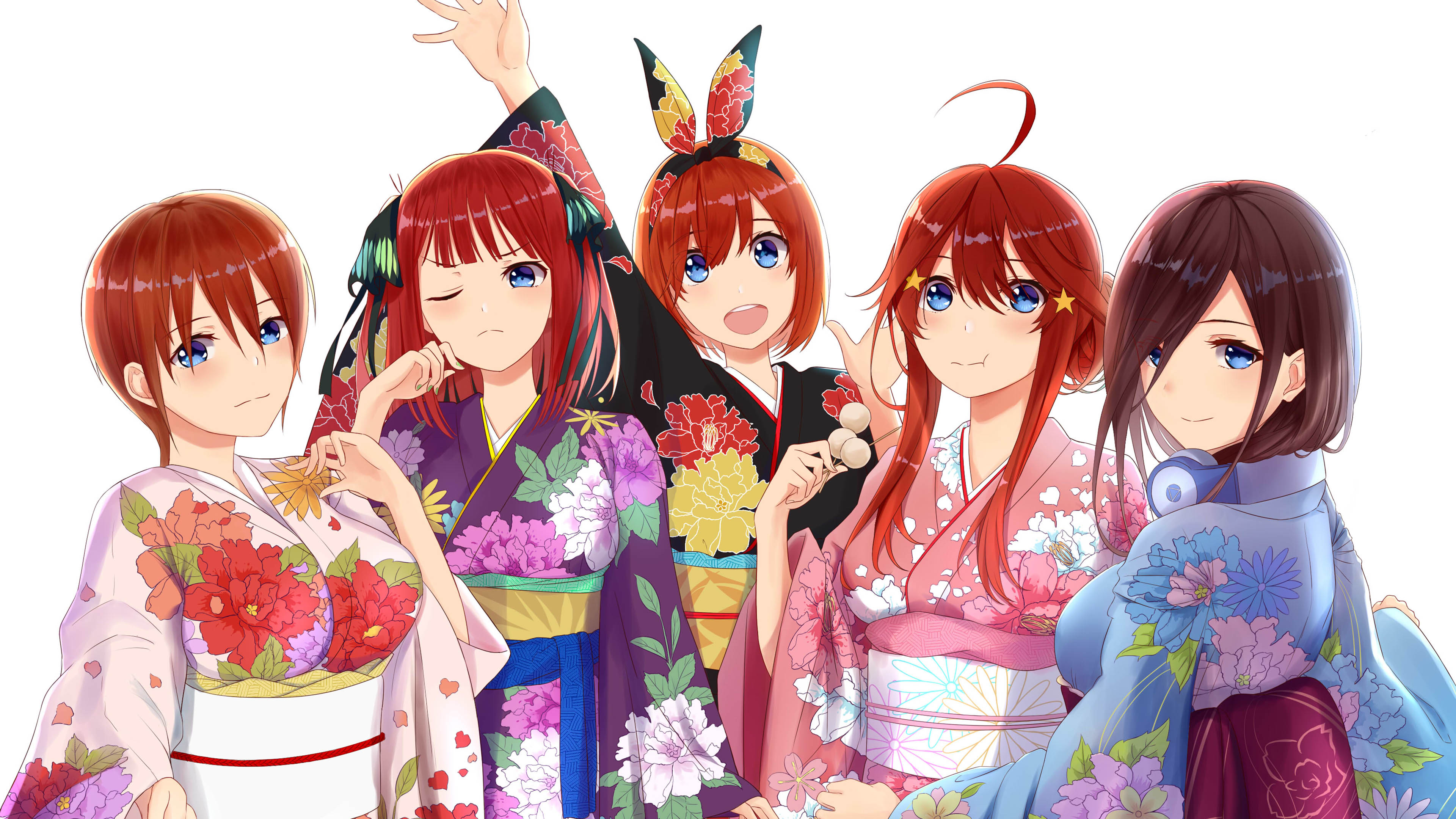 卡通人物,和服,姐妹,耳机