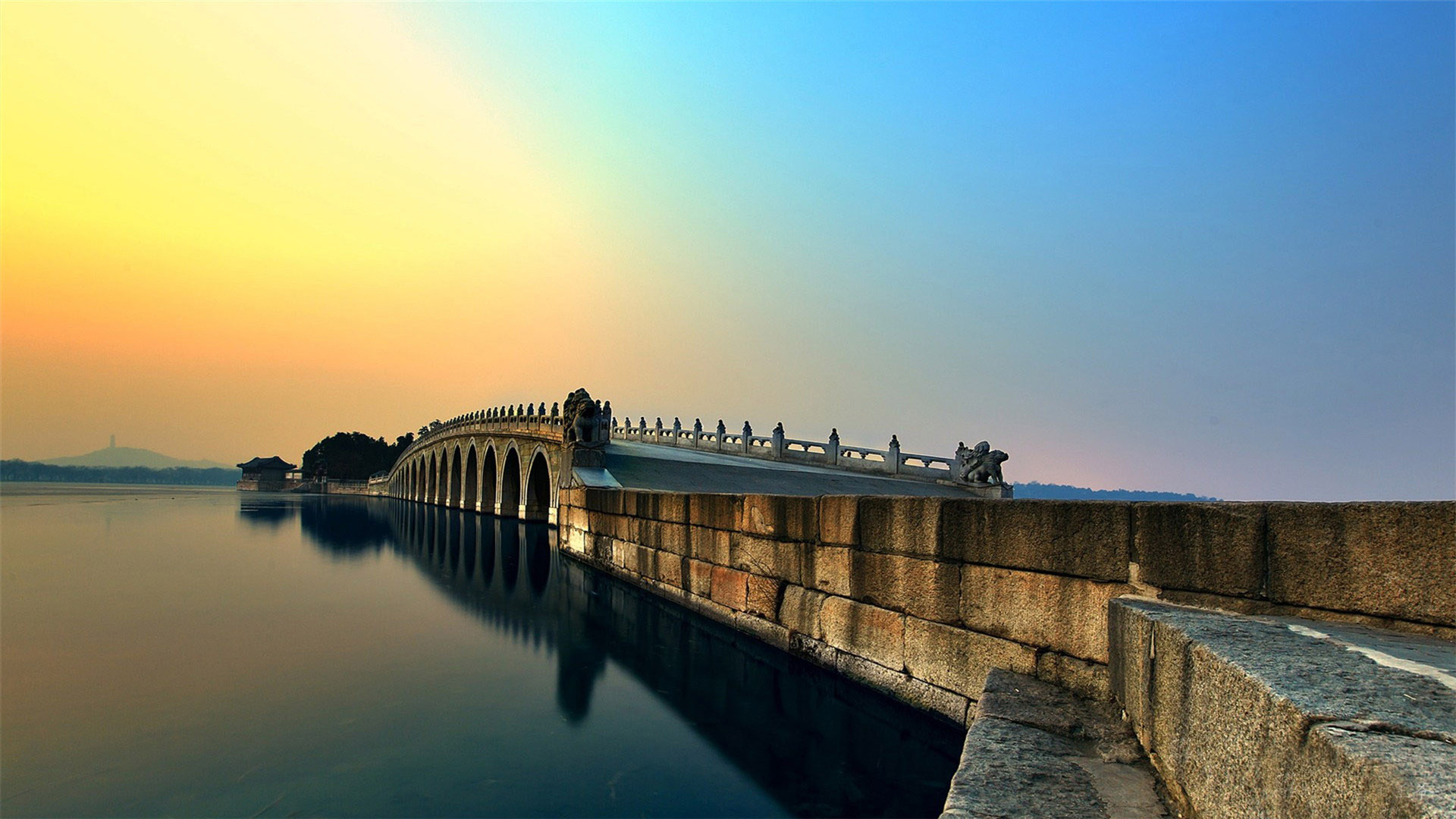 城市夜景,卢沟桥,狮子,拱桥,古迹