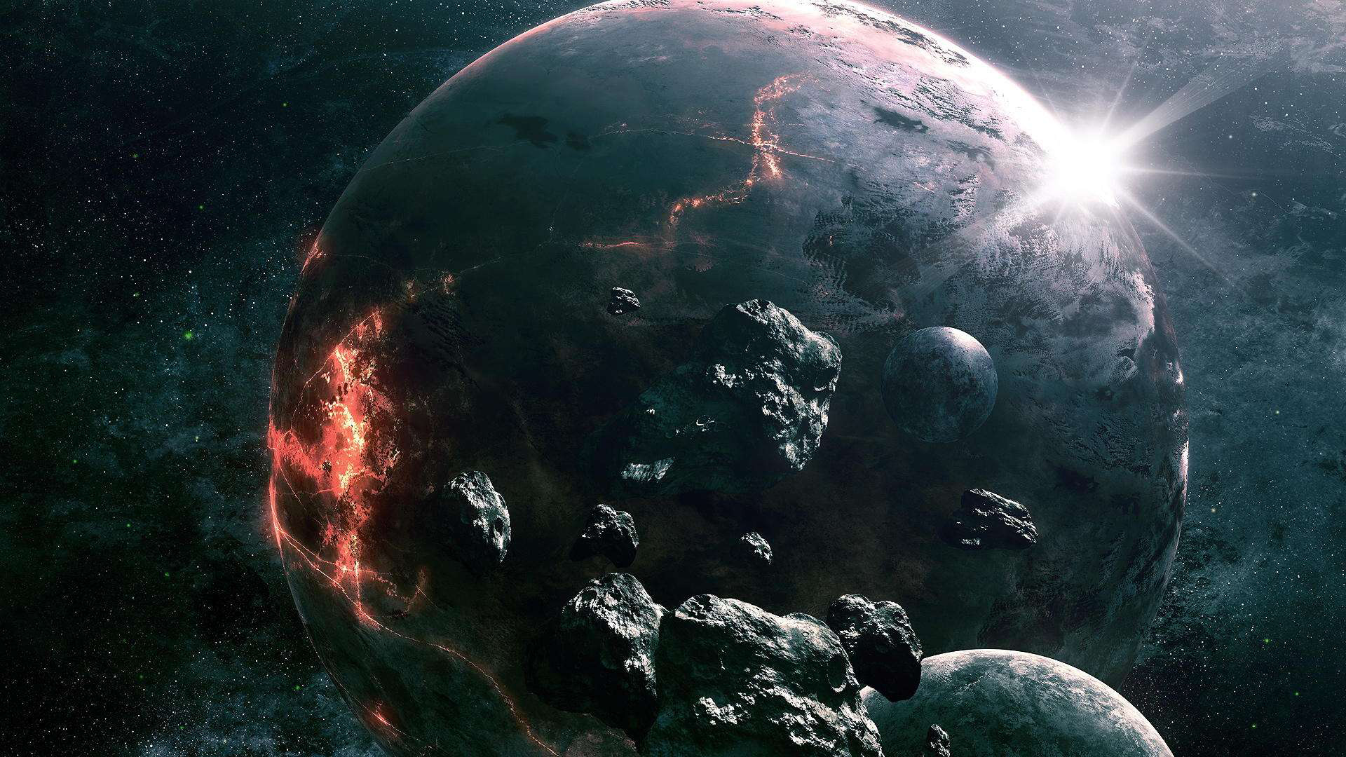 宇宙,阳光,星球,天空,陨石