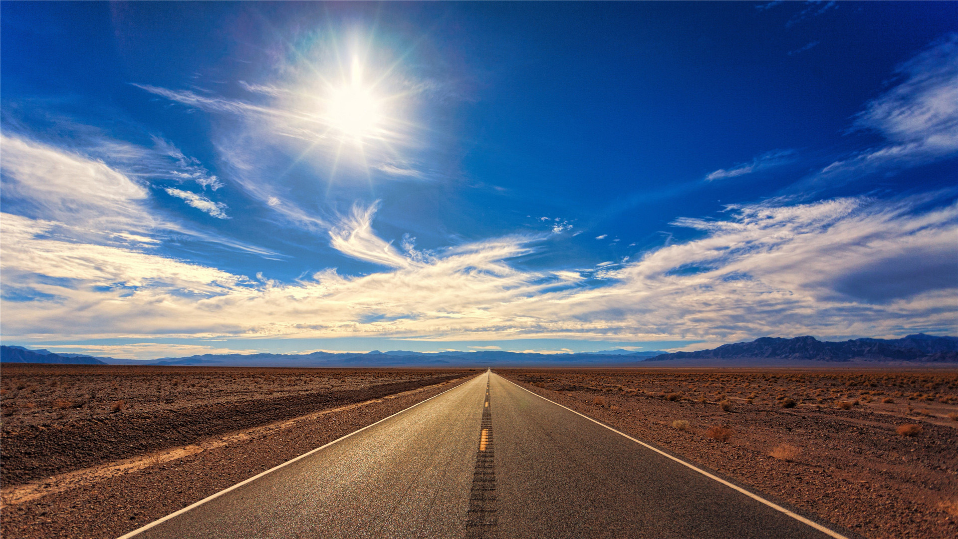 蓝天白云,公路,旷野,沙漠,笔直,阳光