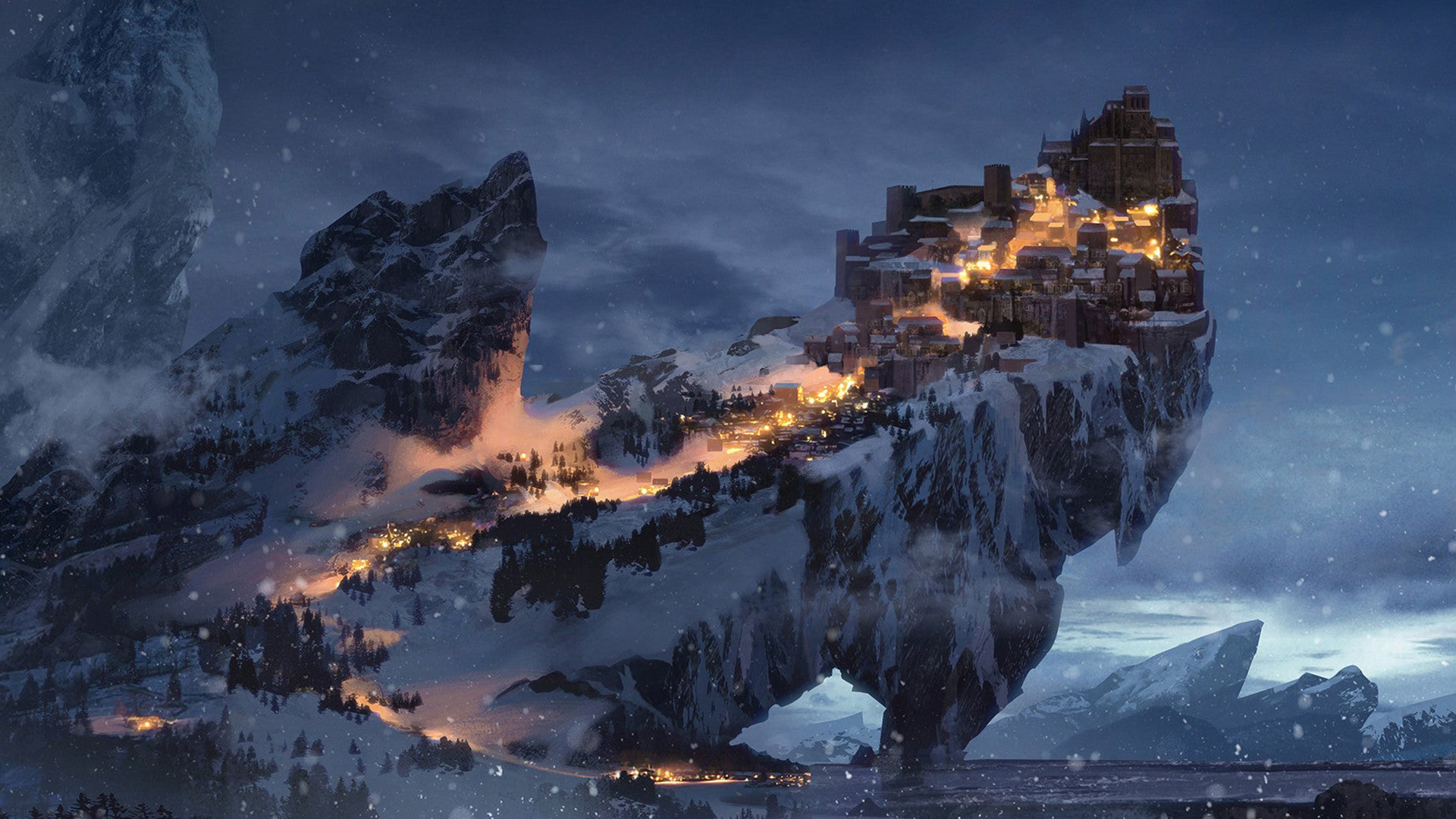 山峰,雪山,灯光,冰雪,山顶,奇观