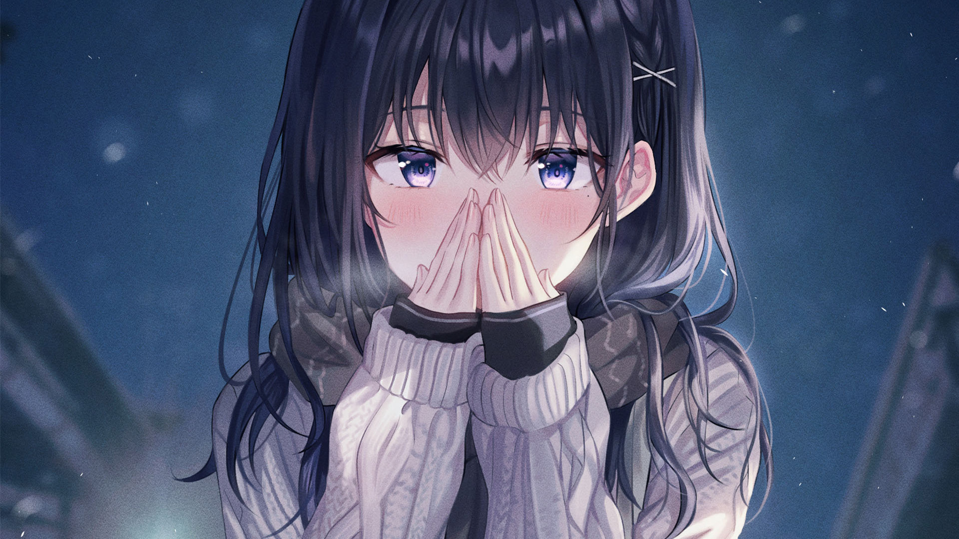 卡通人物,二次元,枫叶,冬天,毛衣,萌妹子,