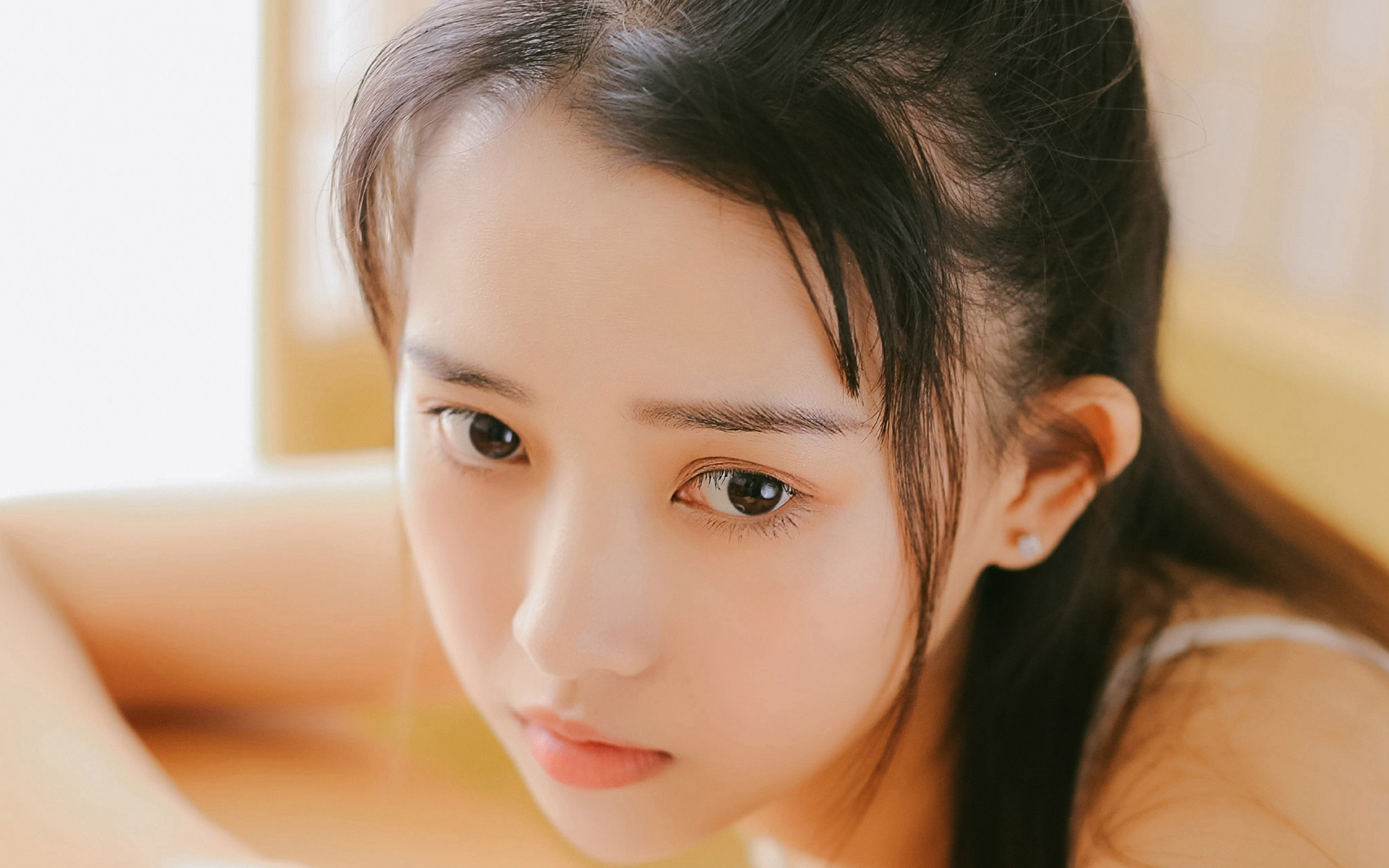 清纯,美肩,马尾,吊带,阳光