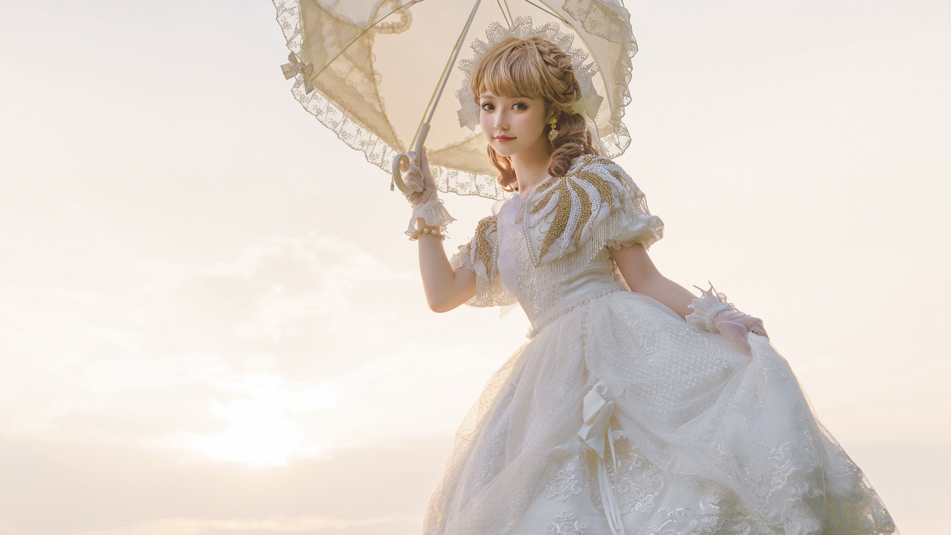 文艺古风,甜美,太阳伞,礼服,洛丽塔
