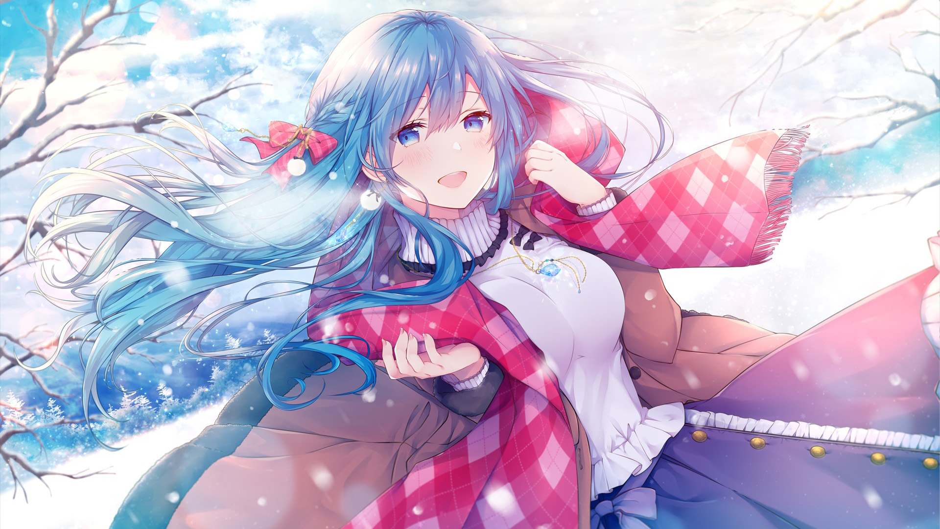 卡通人物,下雪,未经,二次元,冬天,暖和