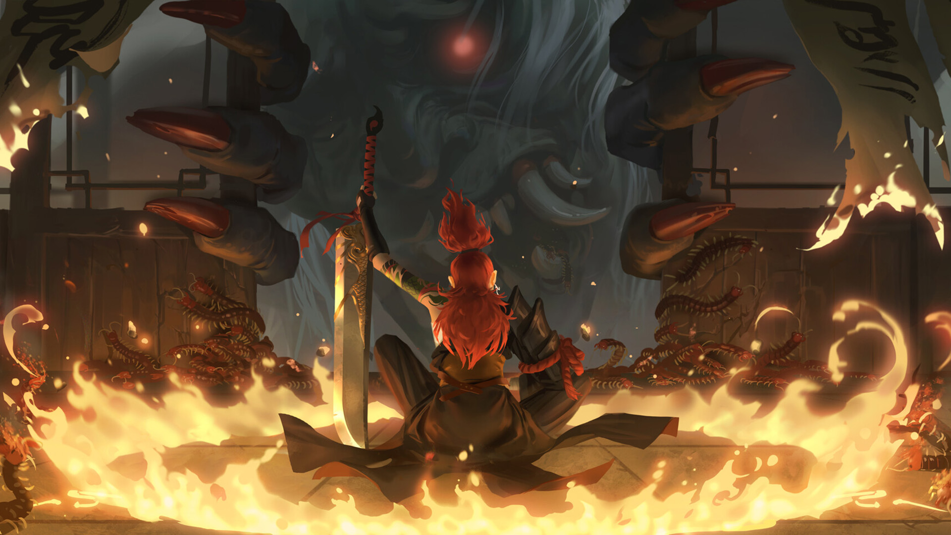 屠龙刀,火焰,鬼手,符咒