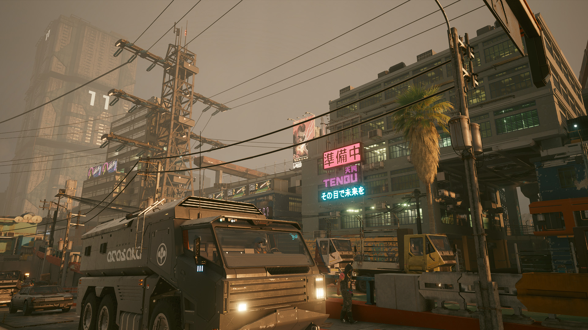 主机游戏,赛博朋克,2077,未来城市,卡车