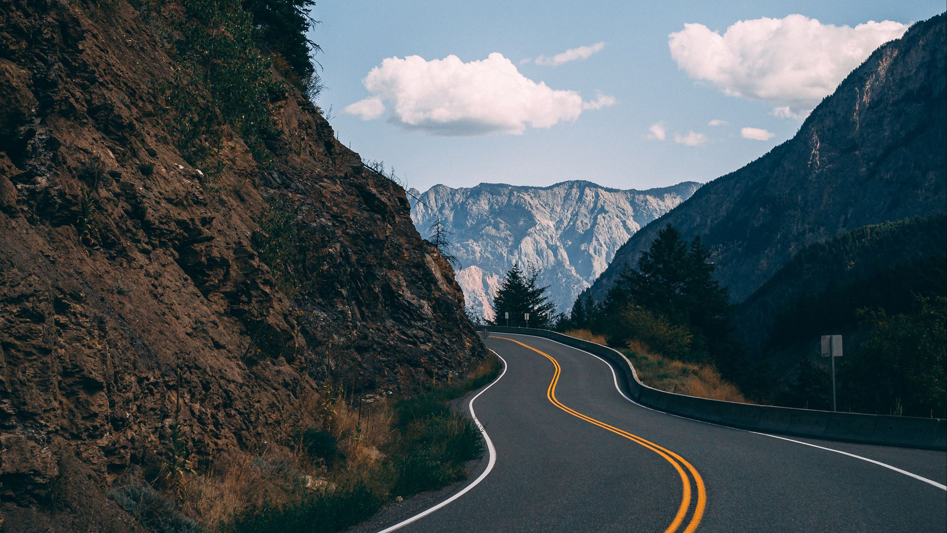 自然风光,公路,雪山,山谷,峡谷
