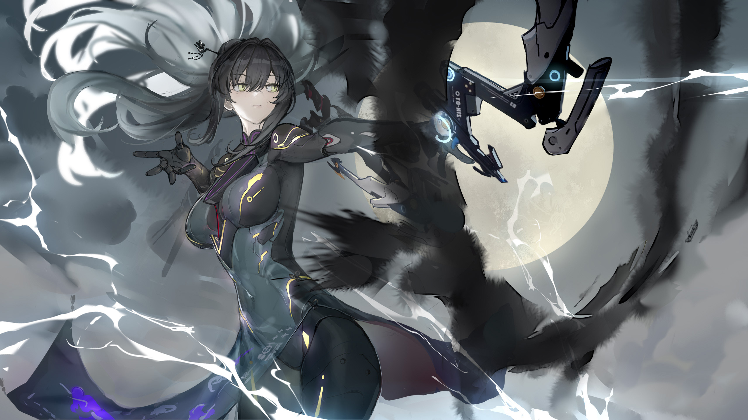 二次元,弓箭,雷电,月亮,魔法