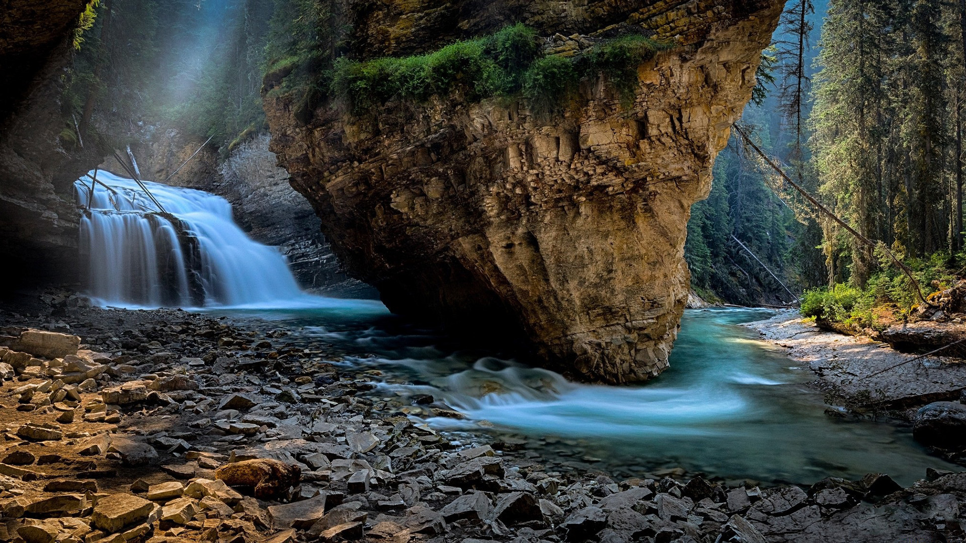 自然风光,瀑布,溪流,巨石