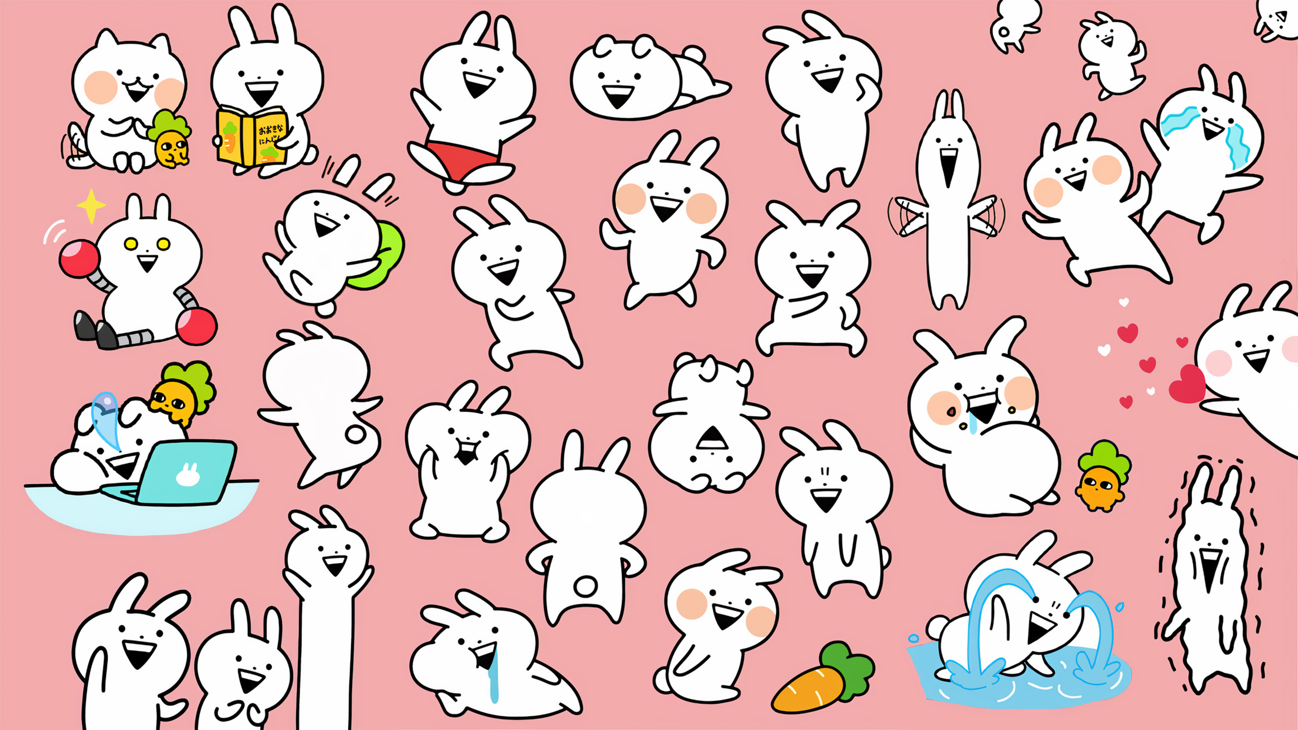 兔子,平铺,可爱,全表情,表情包