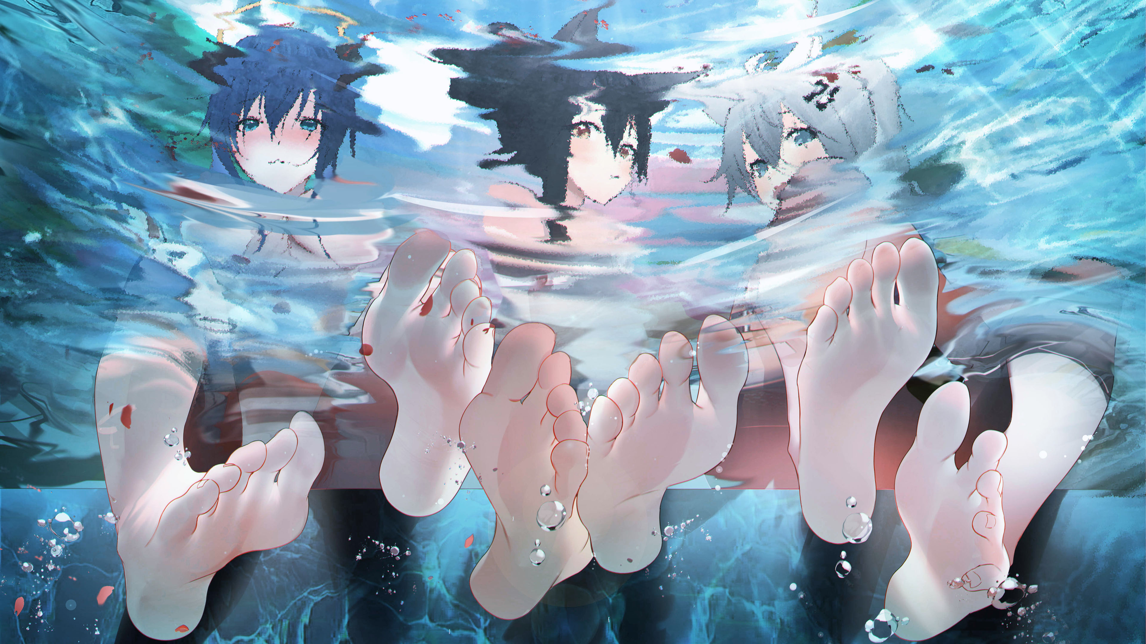 二次元,洗脚,脚板,小溪