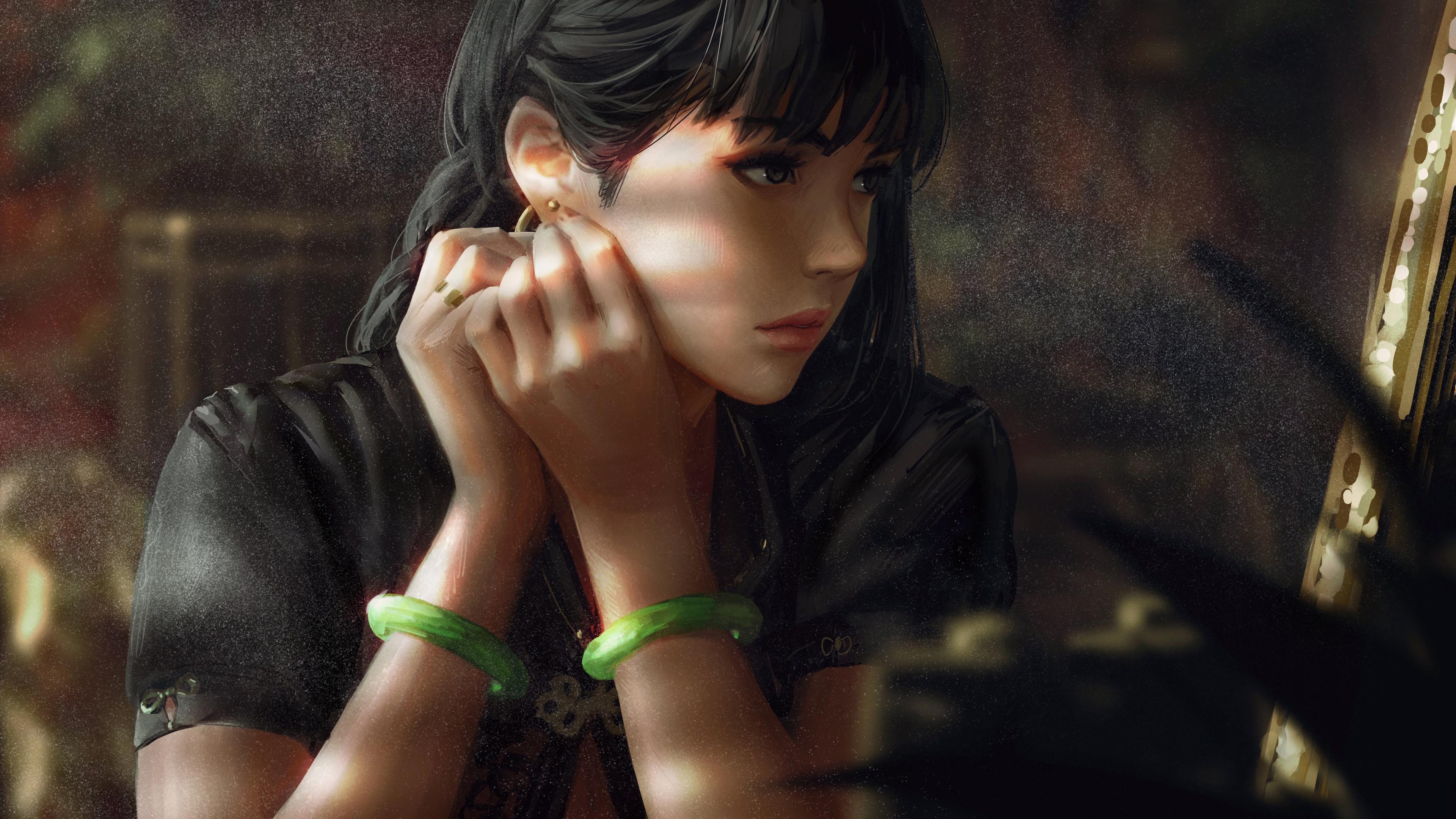 GUWEIZ,动漫女孩,美女,上耳环,人物插画