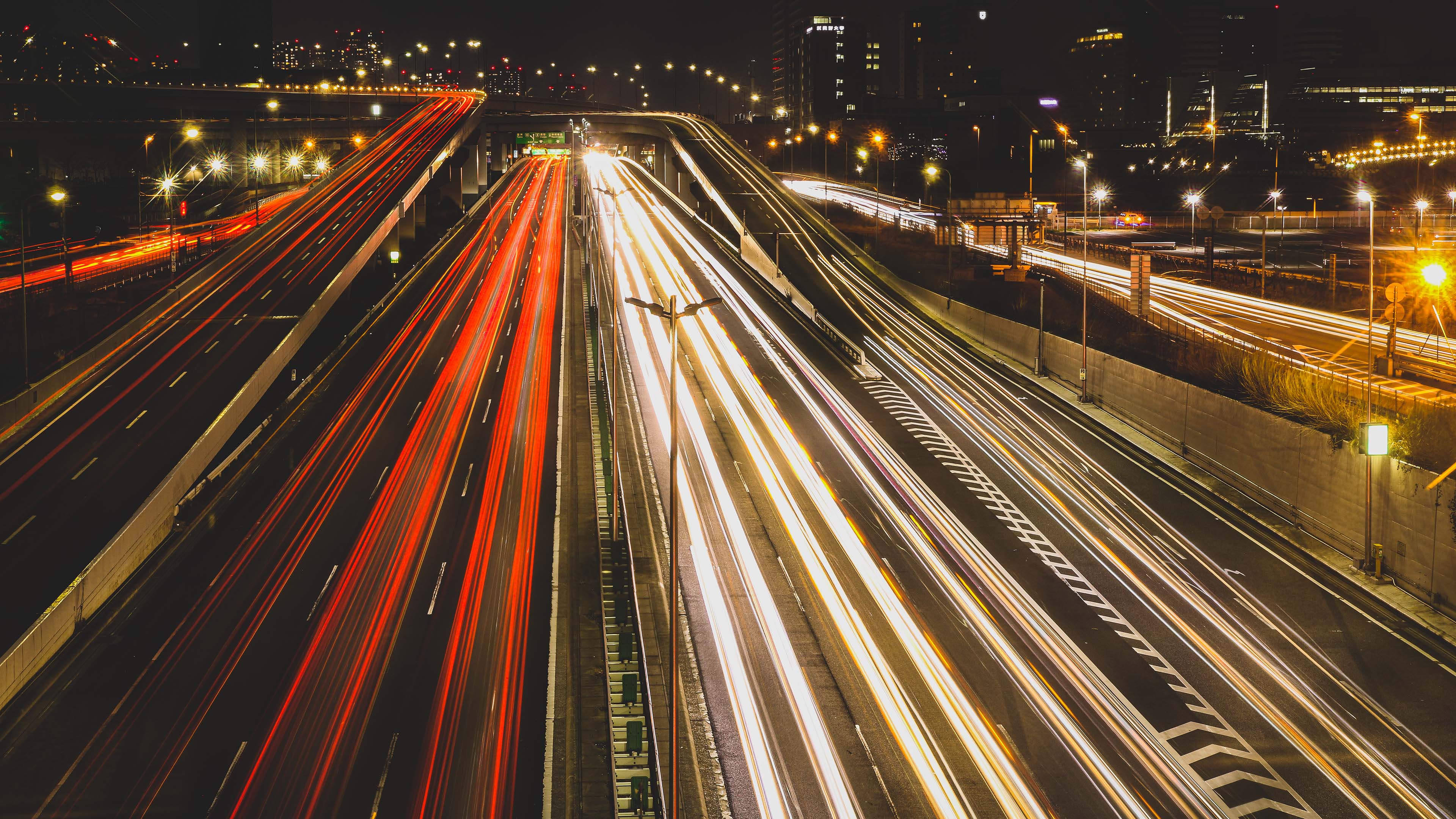 城市夜景,流光,光影,公路