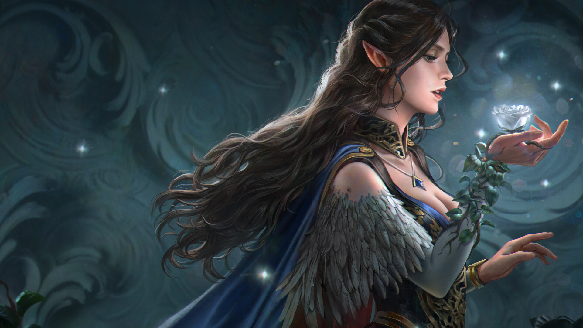 主机游戏,精灵,魔法,女神,玫瑰