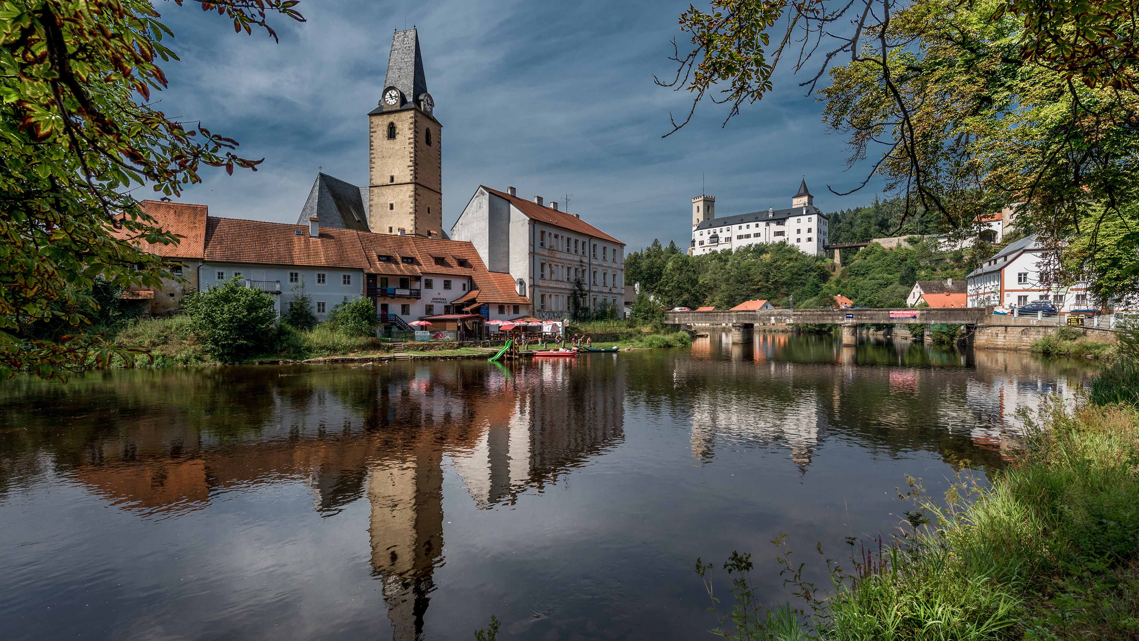 自然风光,湖,欧洲建筑,倒影