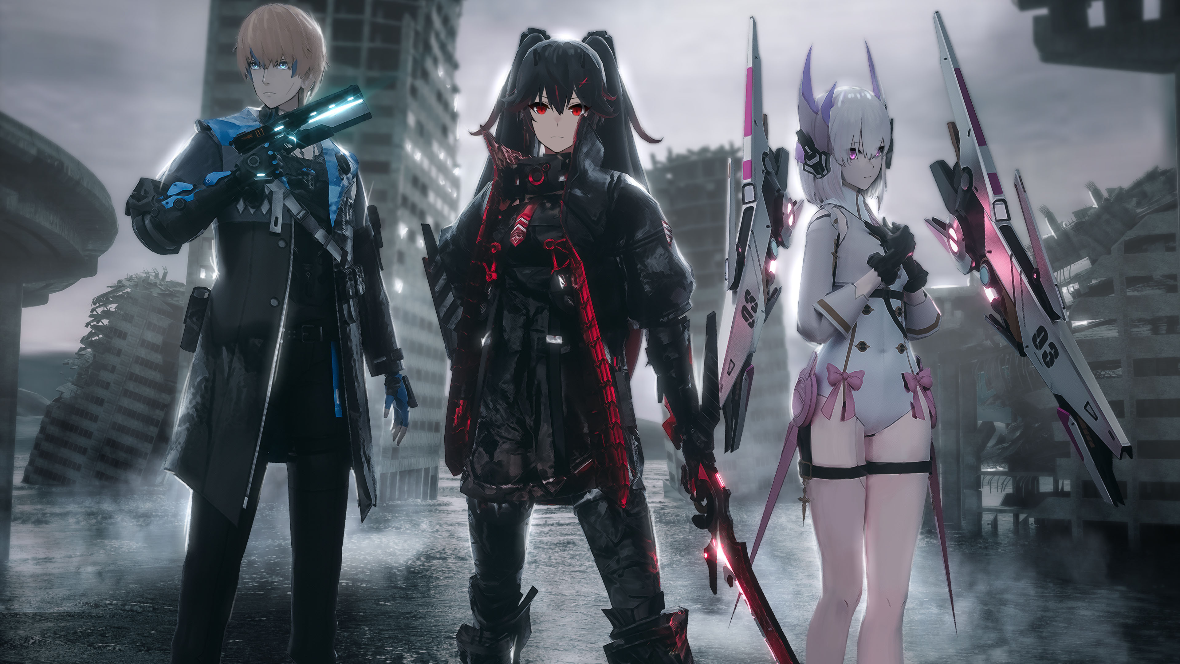 未来,战士,武器,激光,废墟