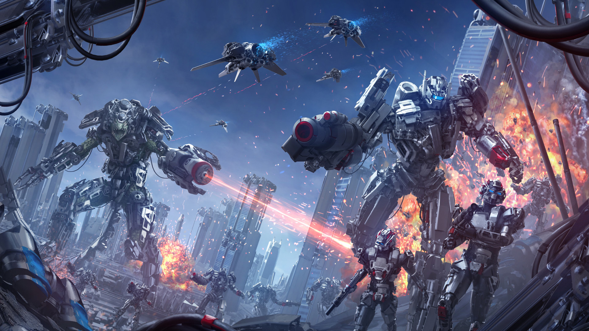 机器人,极光,飞机,未来,战场,废墟